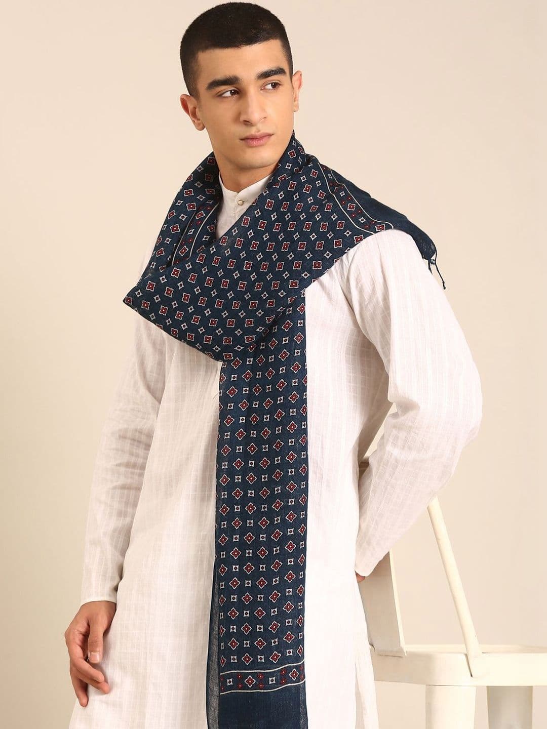 Linen Club Unisex Printed Pure Linen Stole - view 1