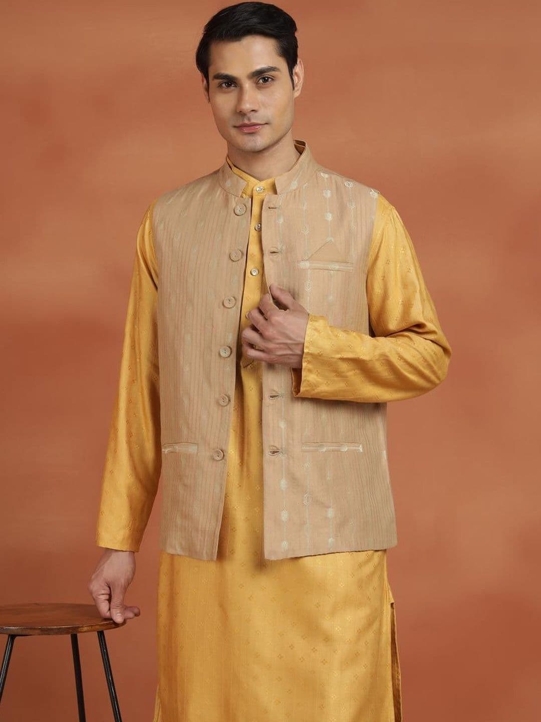 Fabindia Woven Design Woven Nehru Jackets - view 1