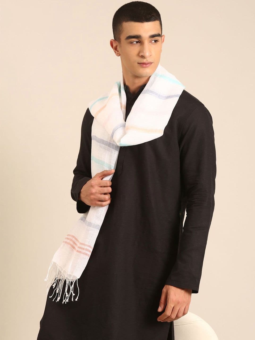 Linen Club Unisex Striped Pure Linen Stole - view 1