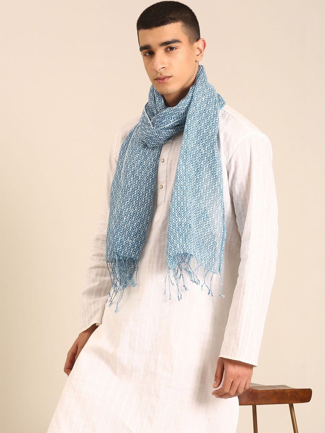 Linen Club Unisex Printed Pure Linen Stole - view 1