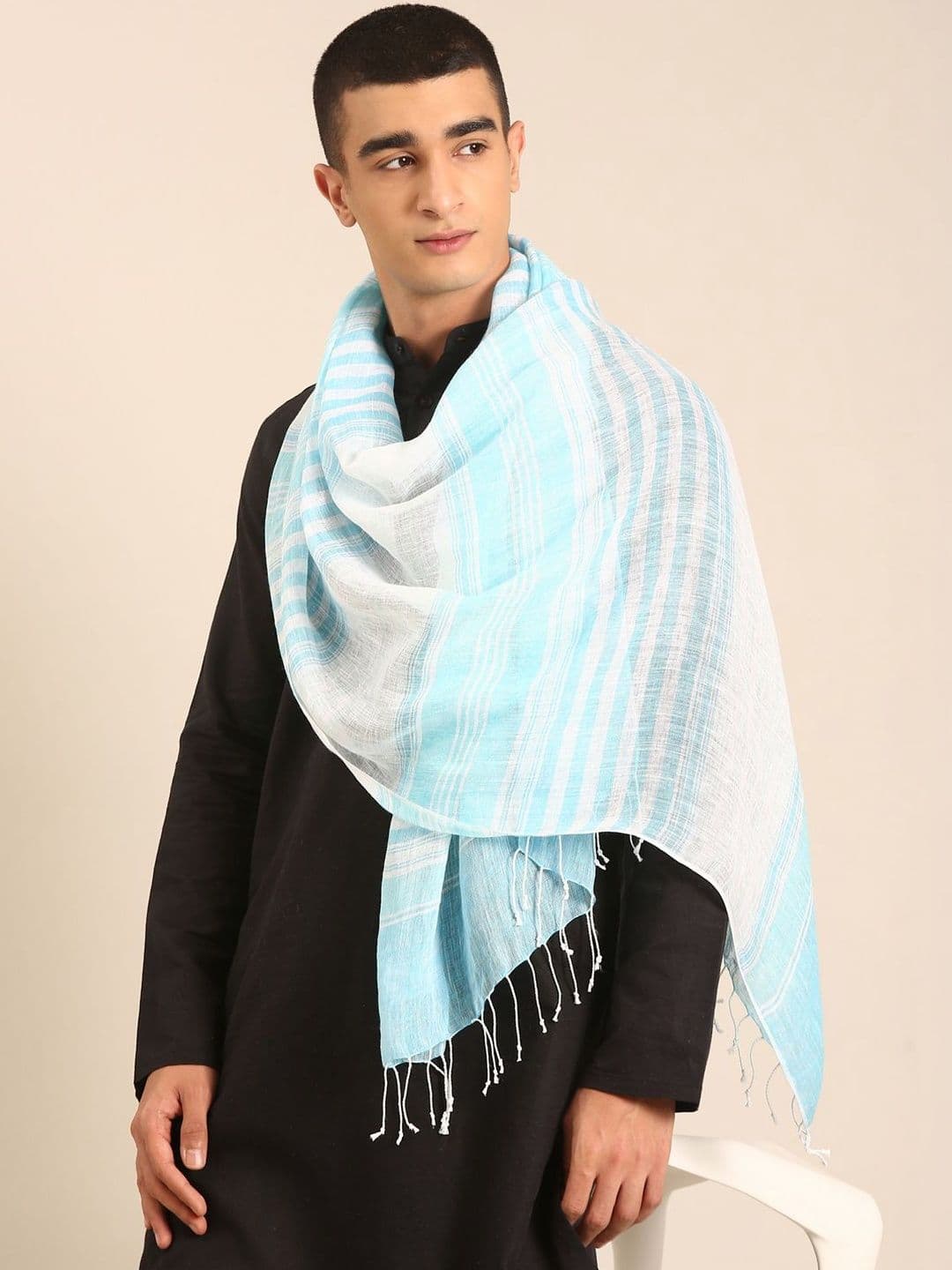 Linen Club Unisex Striped Pure Linen Stole - view 1