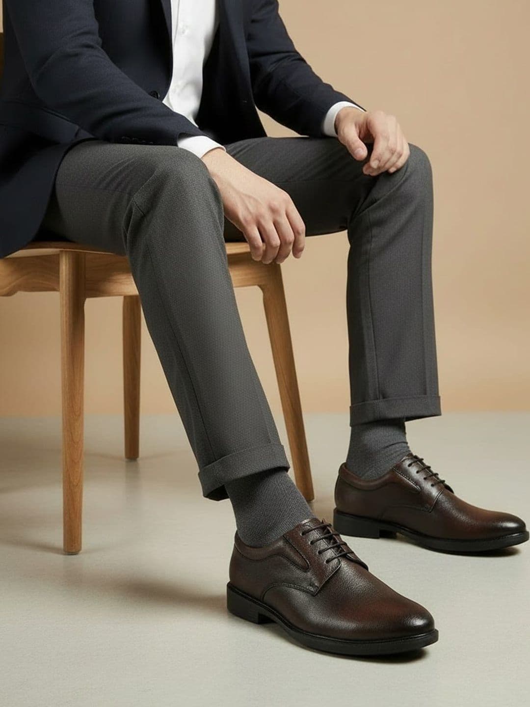 House of Pataudi Men Round Toe Lace-Ups Formal Oxfords - view 1