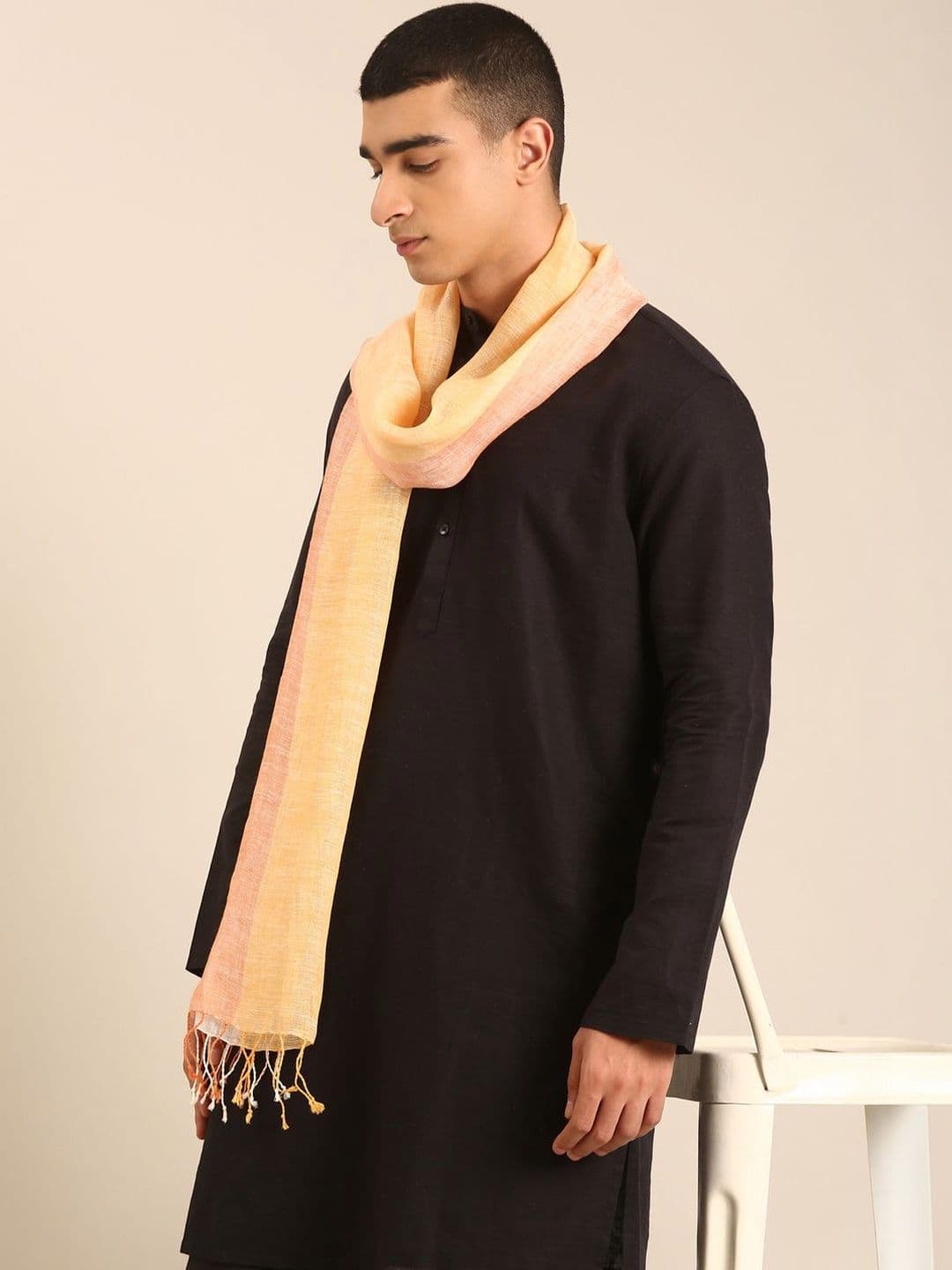 Linen Club Unisex Striped Pure Linen Stole - view 1