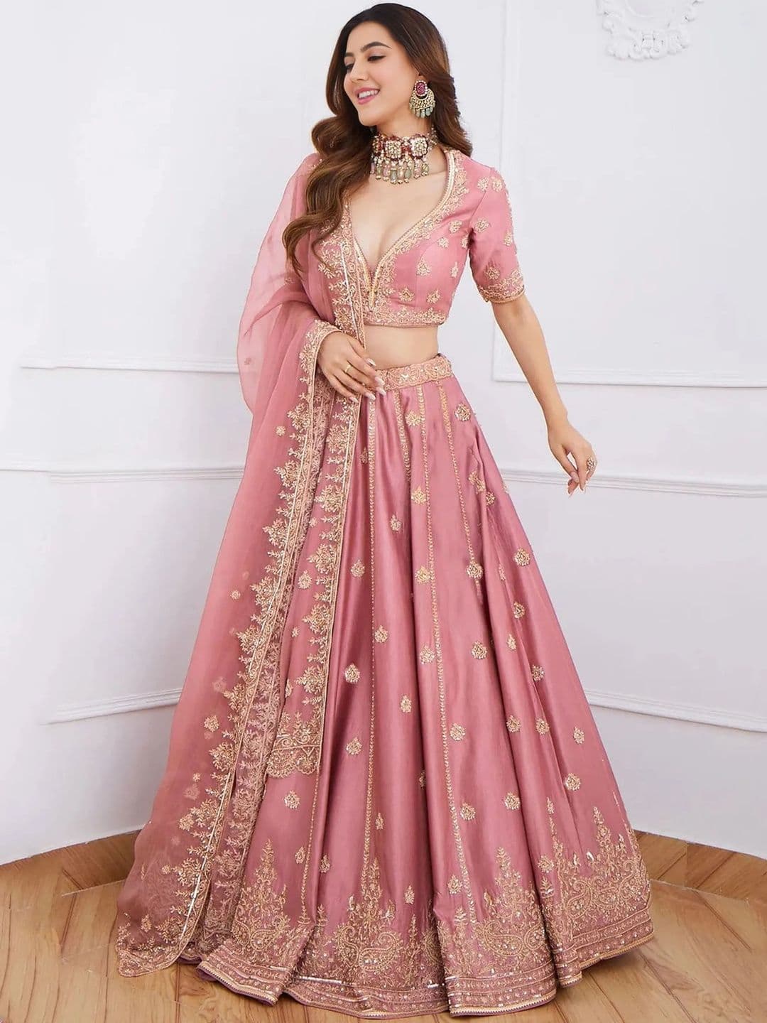 KRYSAL Embroidered Semi-Stitched Lehenga & Unstitched Blouse With Dupatta - view 1