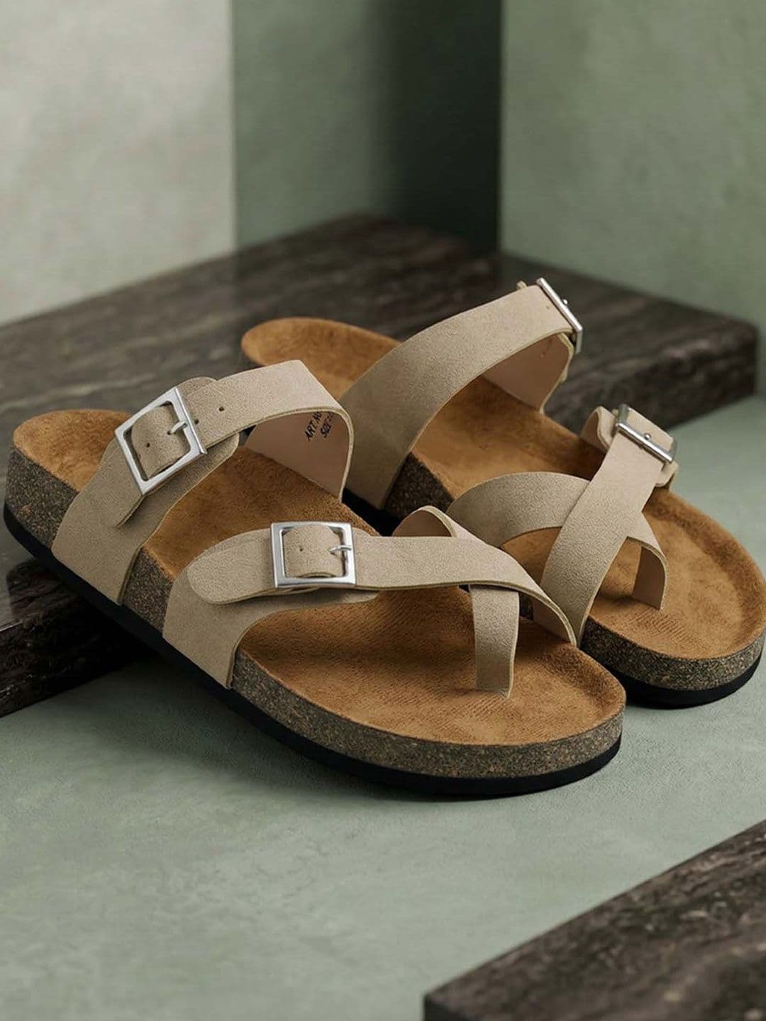 LYDC Women Beige Comfort EVA Flat Sandals With Buckles - view 1