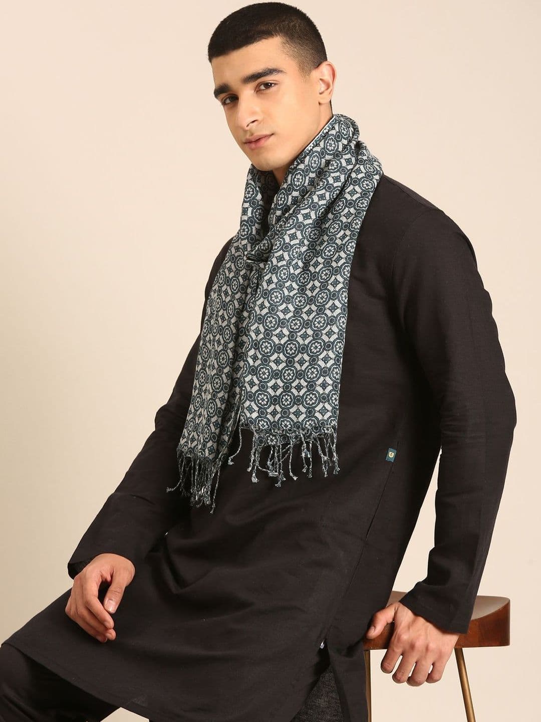 Linen Club Unisex Printed Pure Linen Stole - view 1