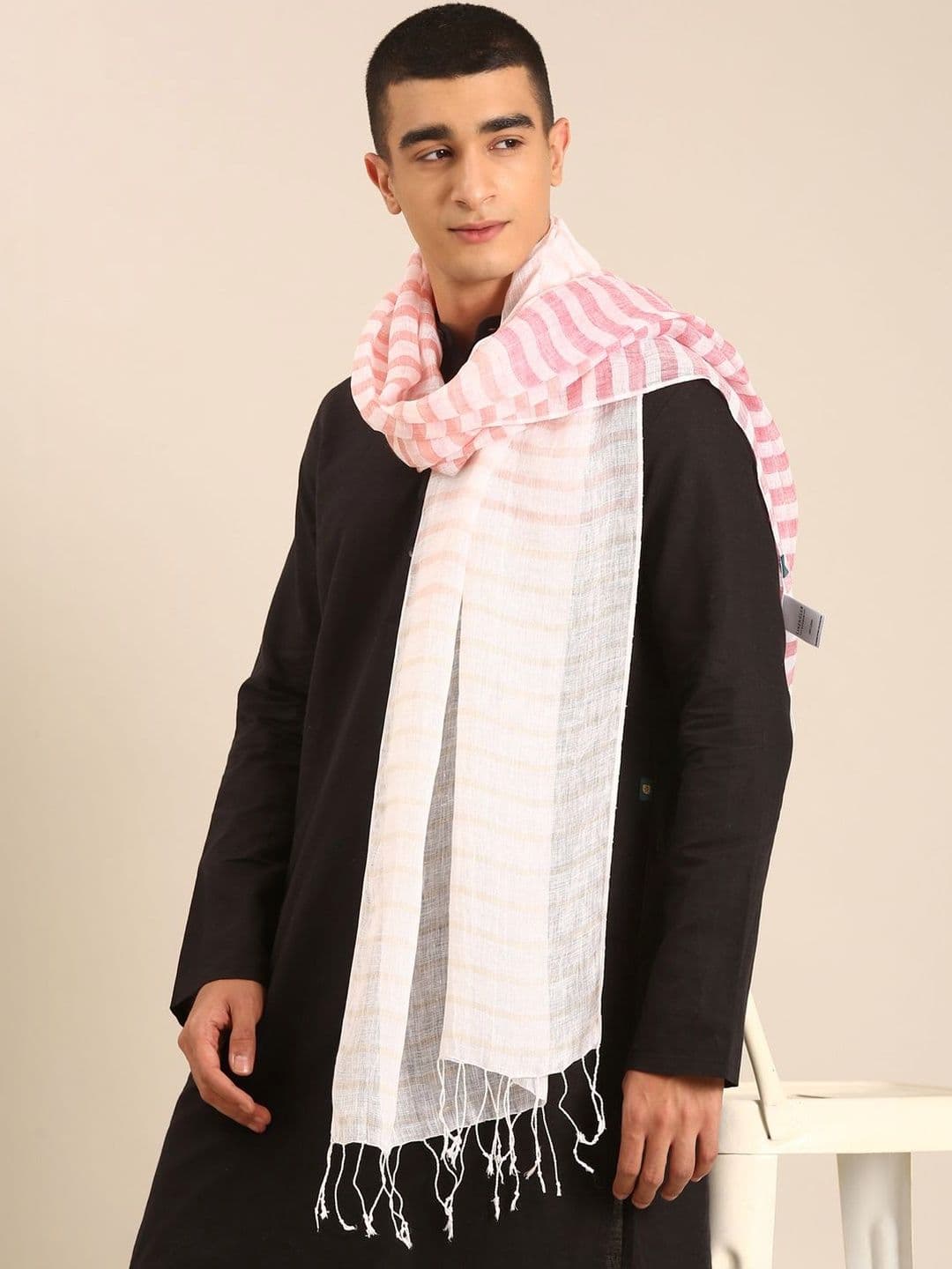 Linen Club Unisex Striped Pure Linen Stole - view 1