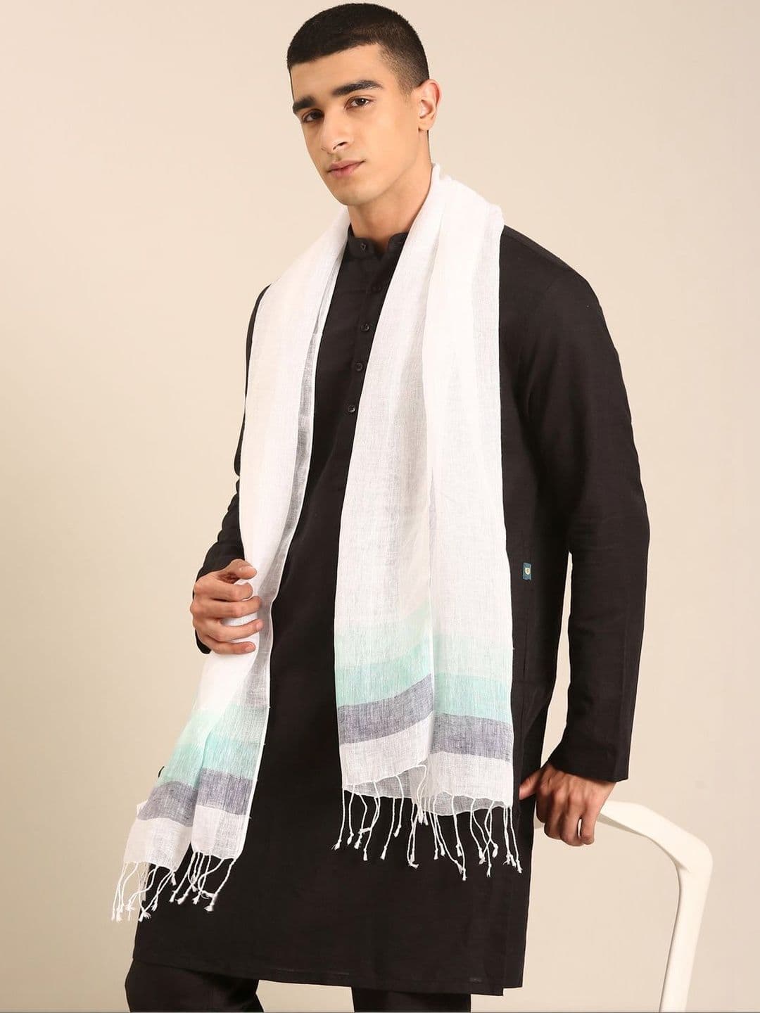 Linen Club Unisex Striped Pure Linen Stole - view 1