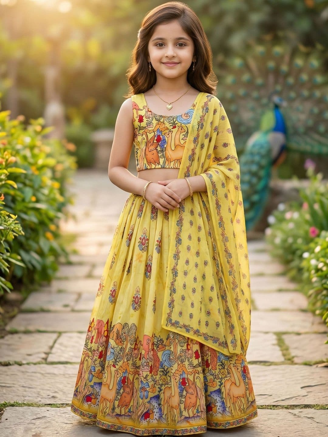 KALINI Girls Printed Ready to Wear Lehenga & Blouse With Dupatta - view 1