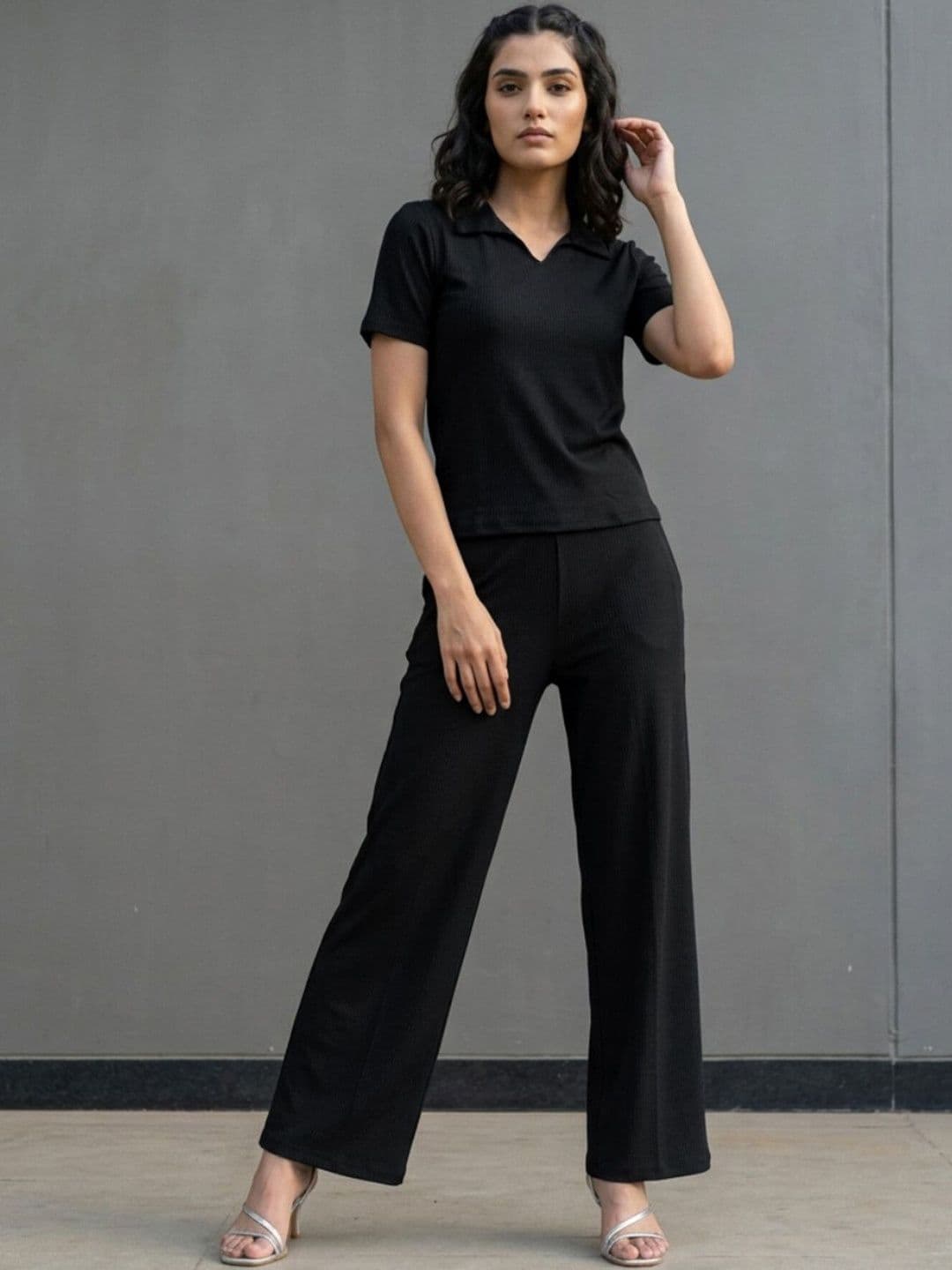Selvia Solid T-shirt with Trousers - view 1