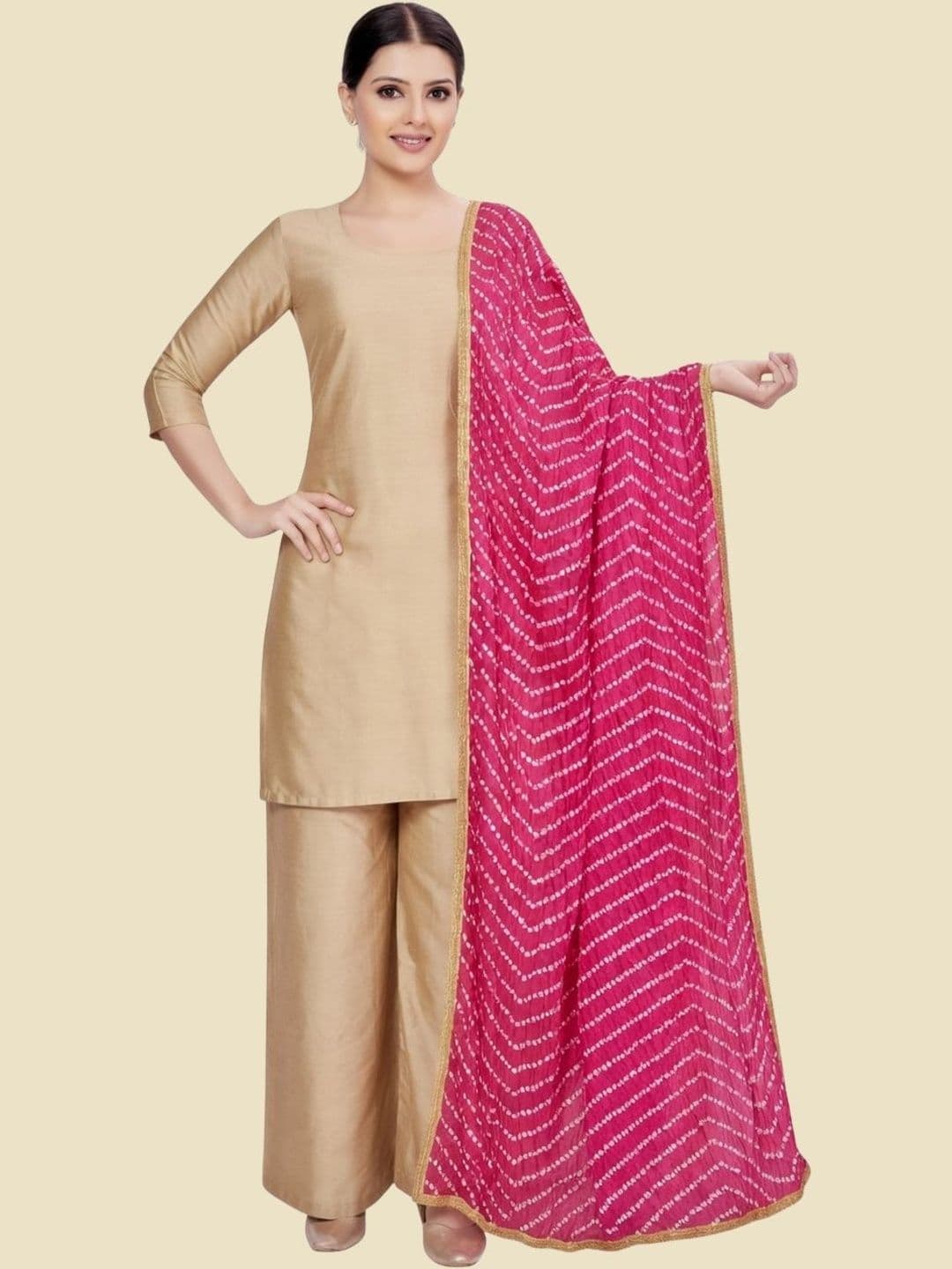 KALINI Printed Cotton Silk Blend Bandhani Dupatta - view 1
