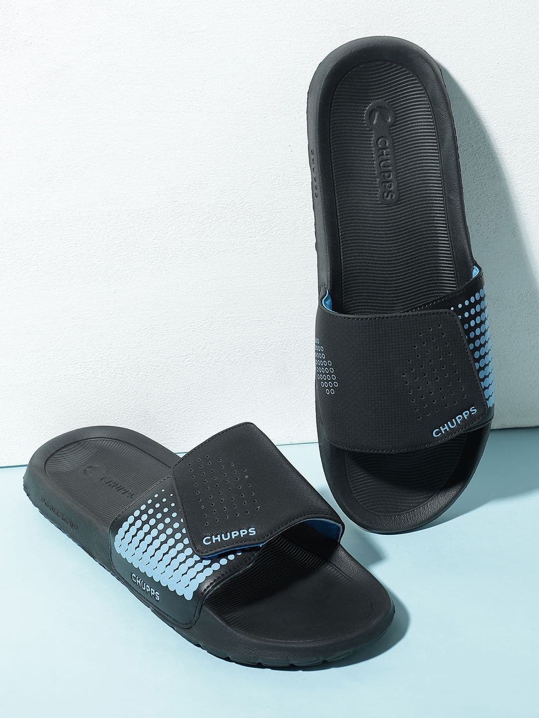 CHUPPS Men Black Offset Powergrip Orthopedic Sliders - view 1