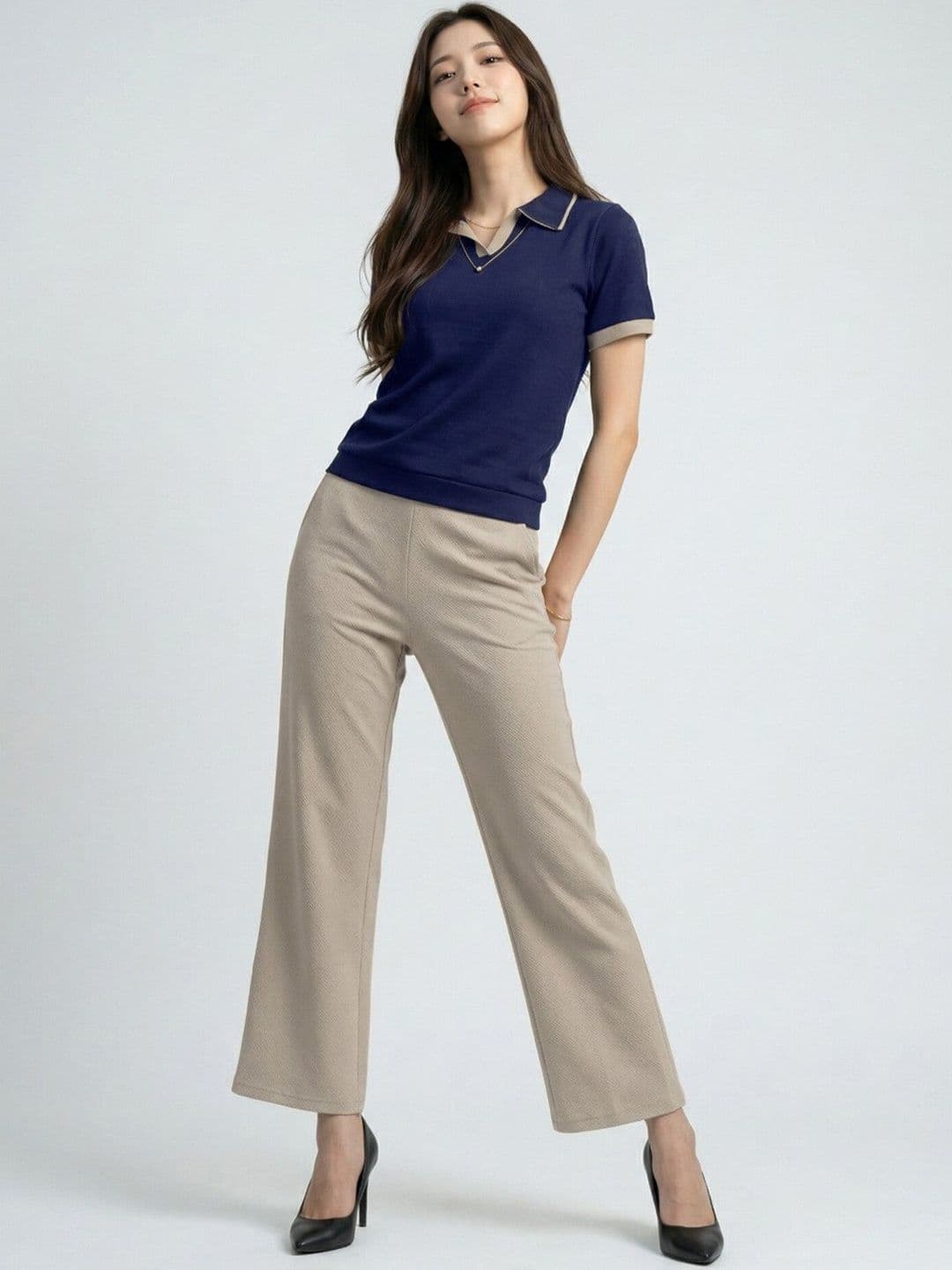 Selvia Edge Polo Collar T-shirt with Trousers - view 1