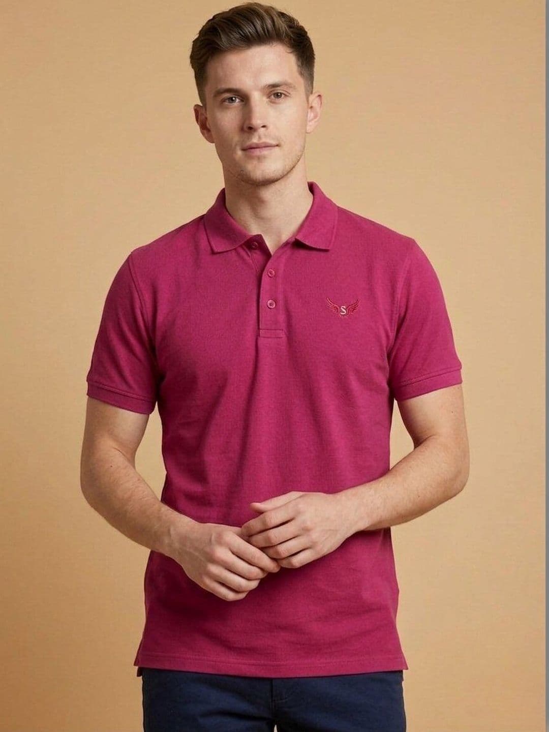 STRAY88 Men Brand Logo Polo Collar T-shirt - view 1