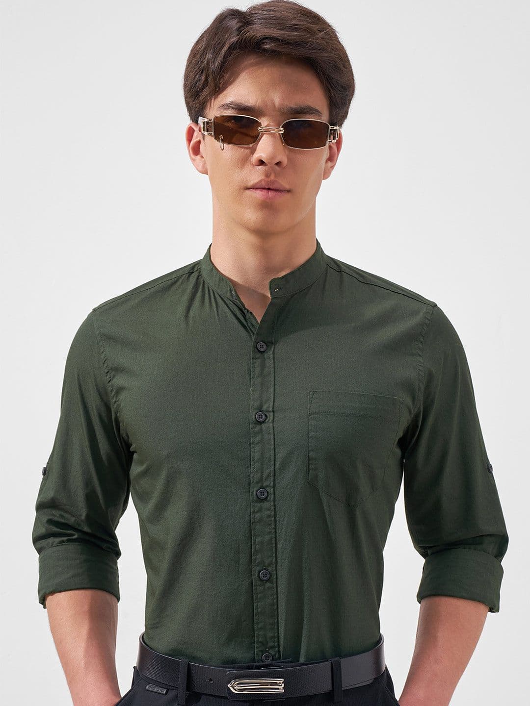 Highlander Olive Green Slim Fit Casual Shirt - view 1