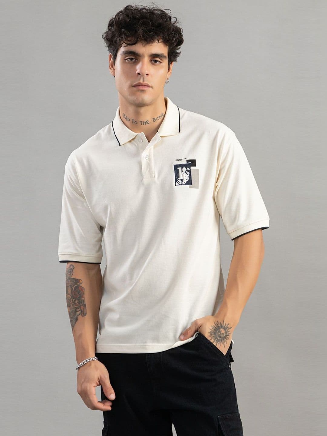 Club York Men Printed Polo Collar Applique T-shirt - view 1