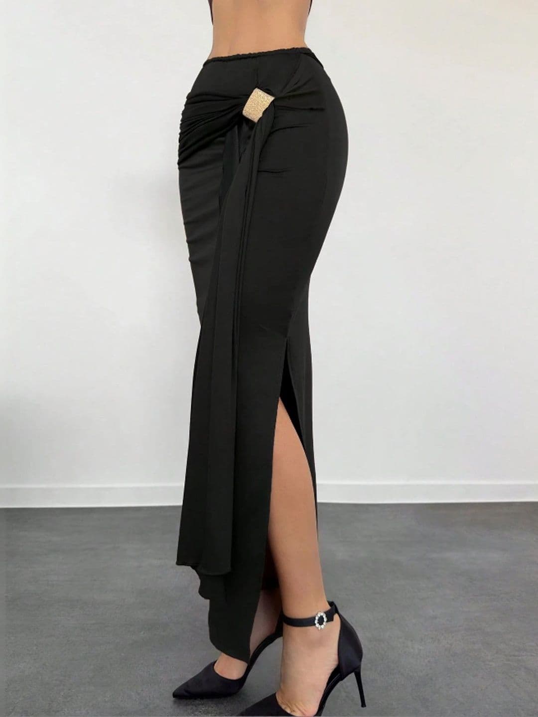StyleCast Women Draped Side Slit Maxi Straight Skirt - view 1