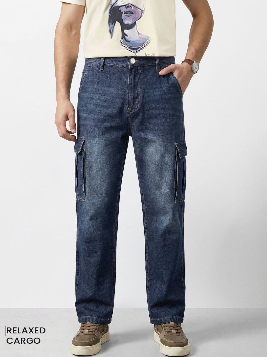 The Indian Garage Co Men Relaxed Fit Mid-Rise Light Fade Jeans - view 1
