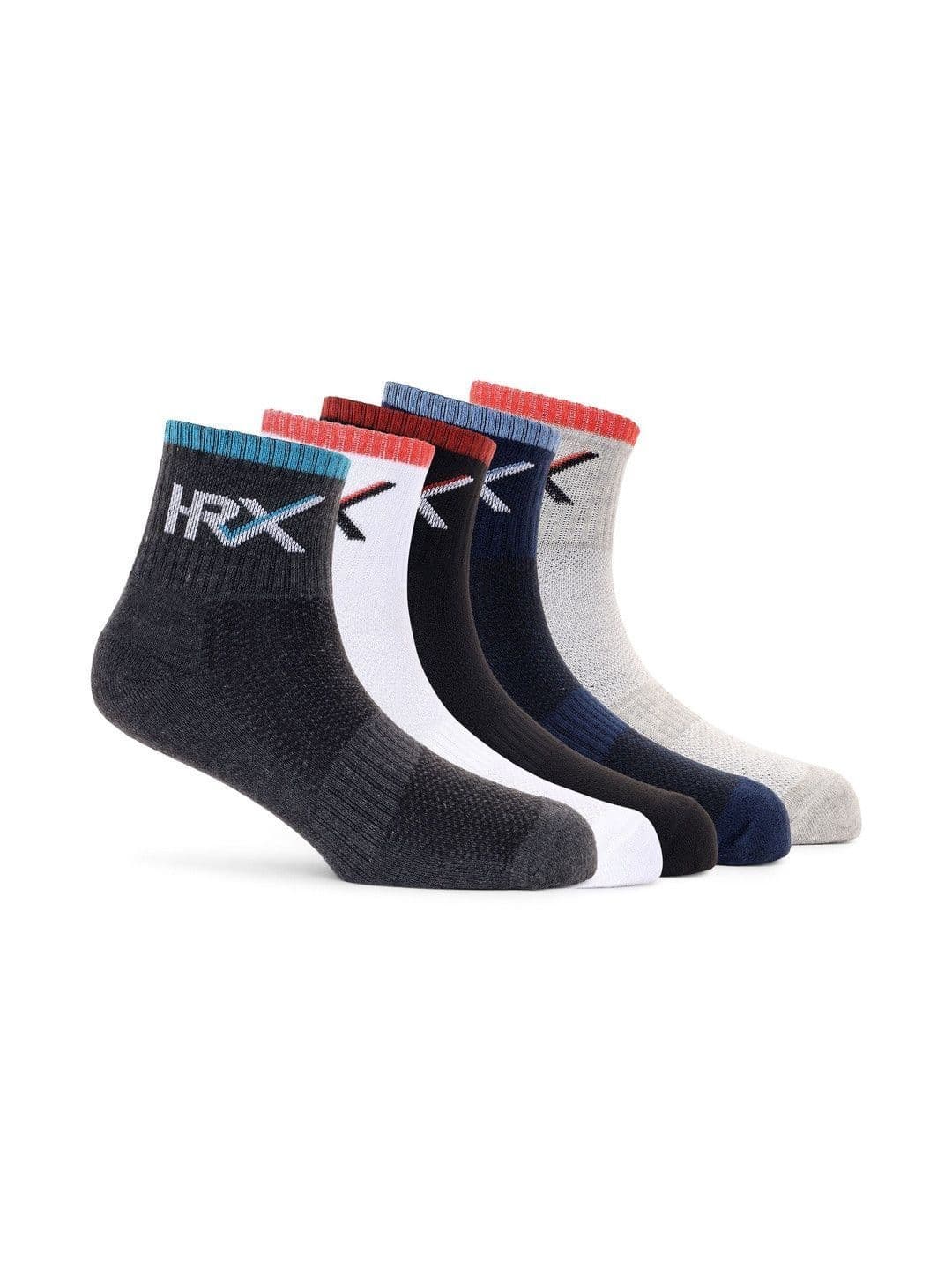 HRX by Hrithik Roshan Men Pack of 5 Cotton Blend Colourblocked Ankle Length Socks - view 1