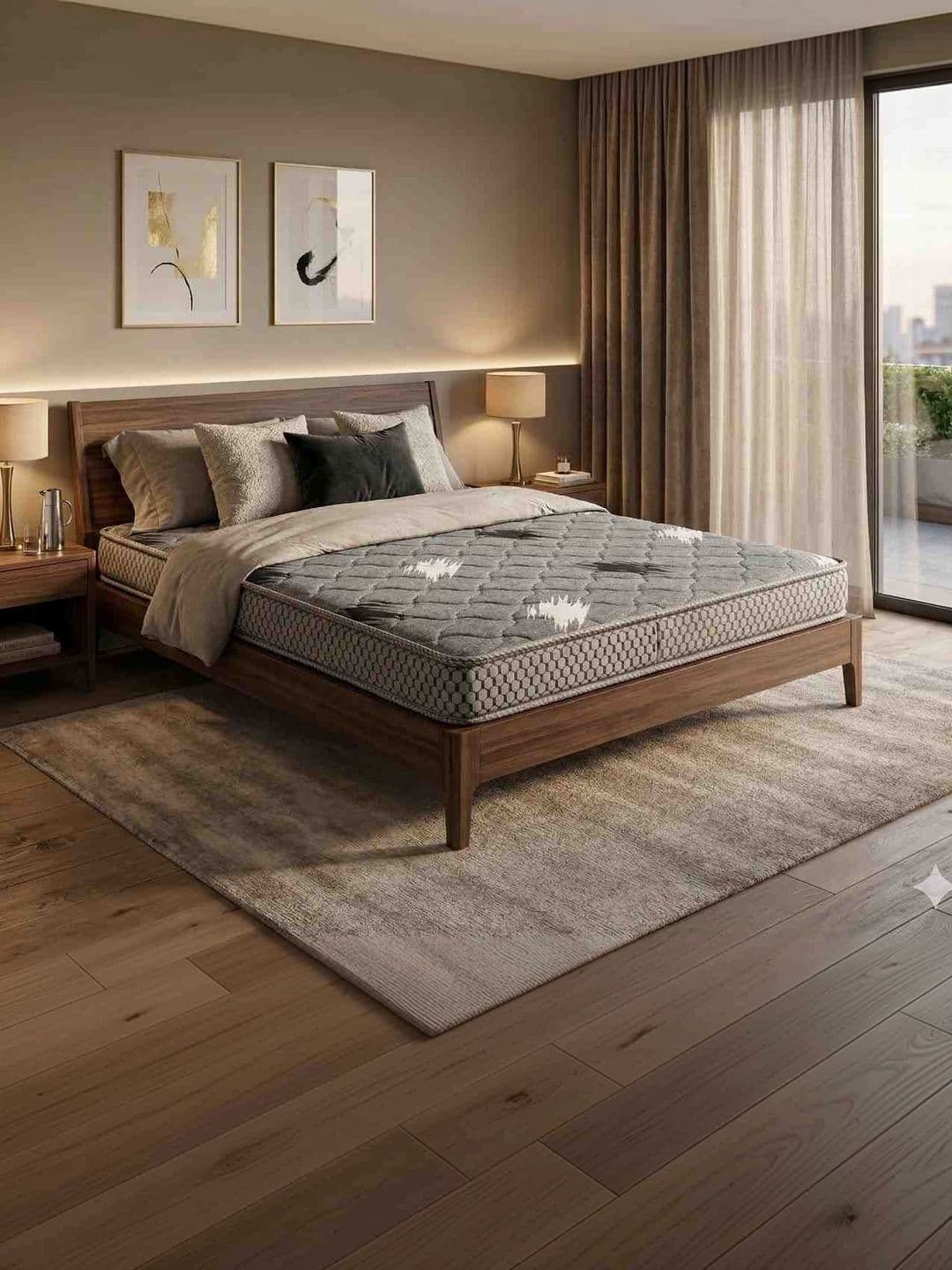 COZY CUB Grey & White Quilted Sag Resistant King Size Mattress - view 1