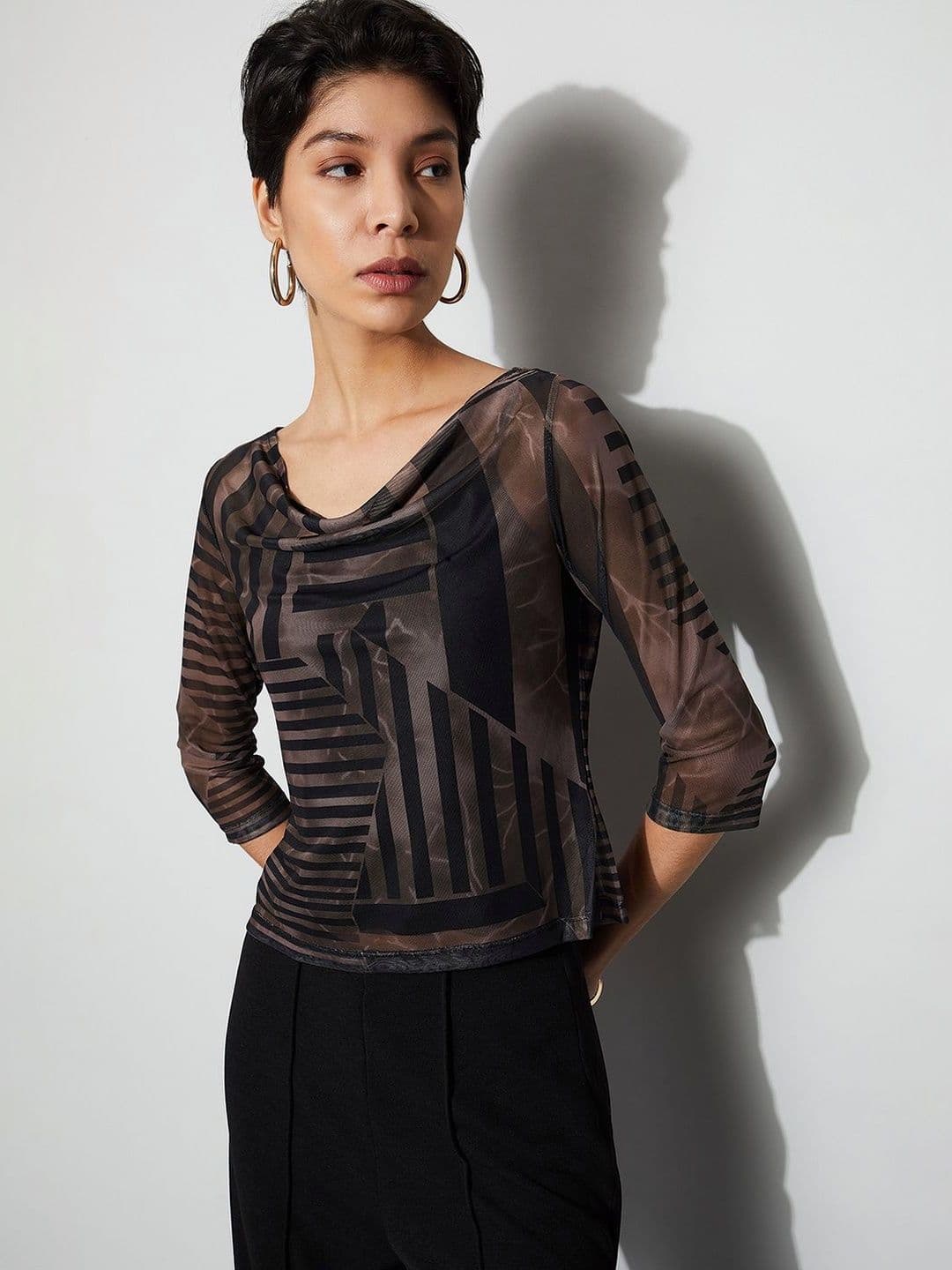 CODE by Lifestyle Print Cowl Neck Top - view 1