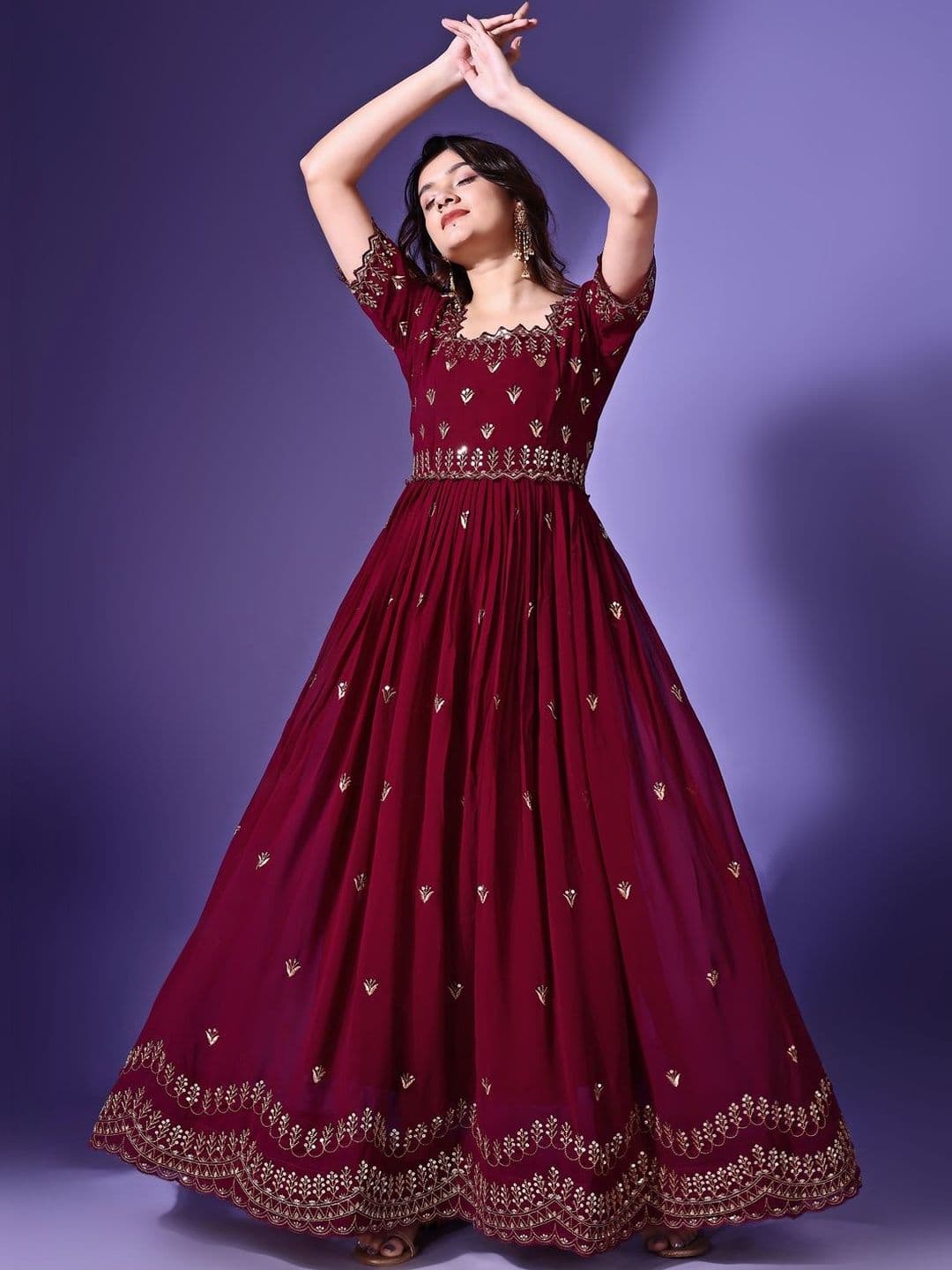 KALINI Embroidered Square Neck Fit & Flare Maxi Dress - view 1