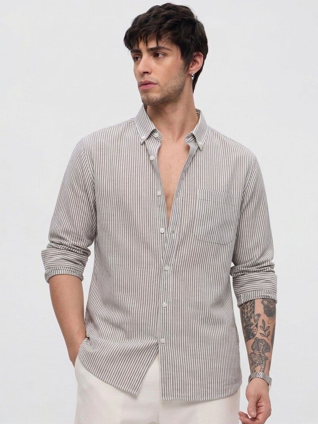 OQUENT Men Standard Striped Casual Shirt - view 1