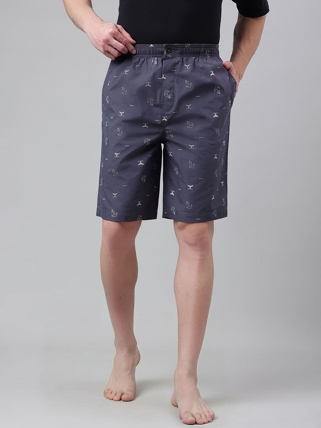 Van Heusen Innerwear Men Printed Mid-Rise Loose Fit Cotton Lounge Shorts - view 1