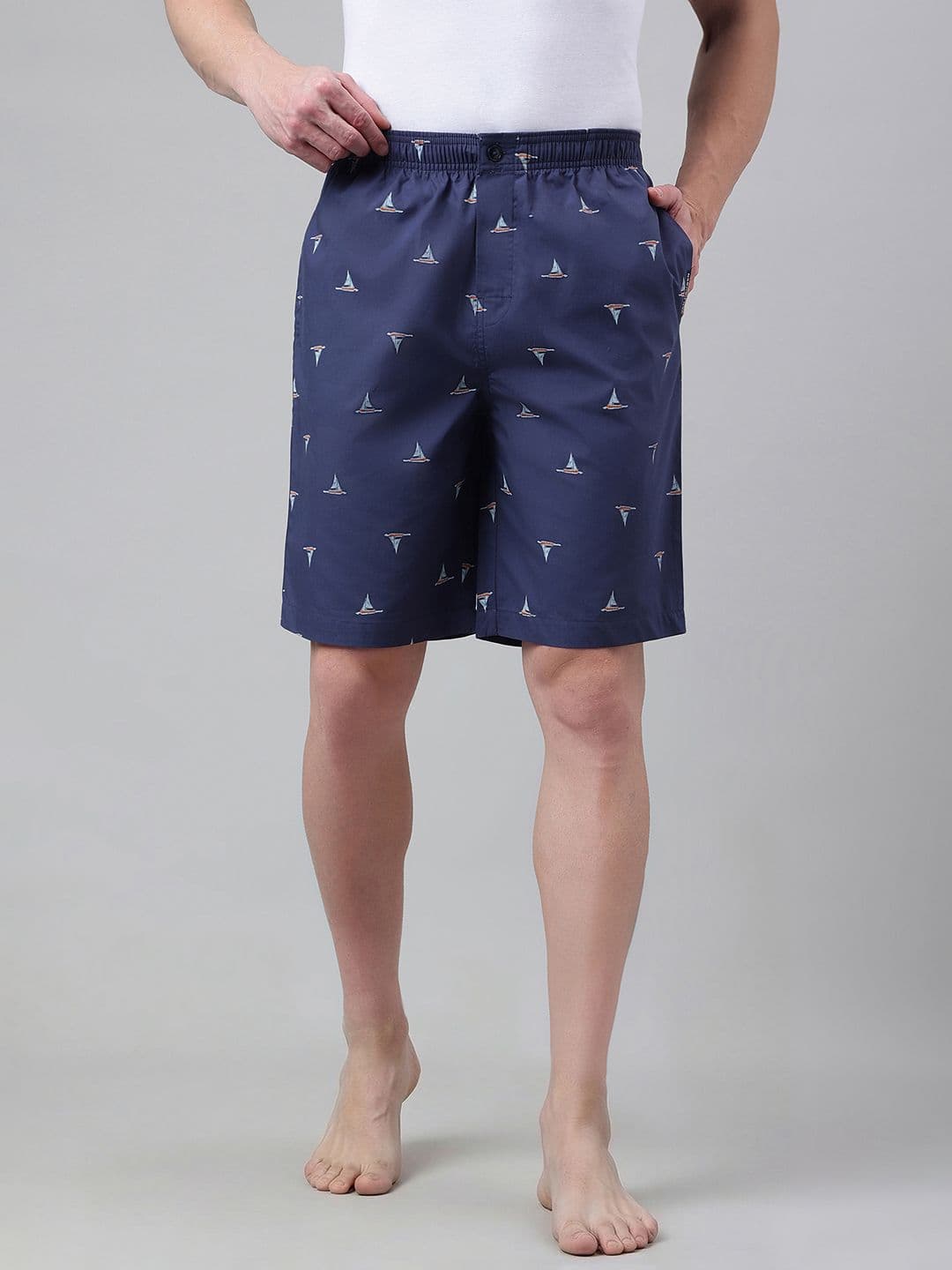 Van Heusen Innerwear Men Printed Regular Fit Mid-Rise Cotton Lounge Shorts - view 1