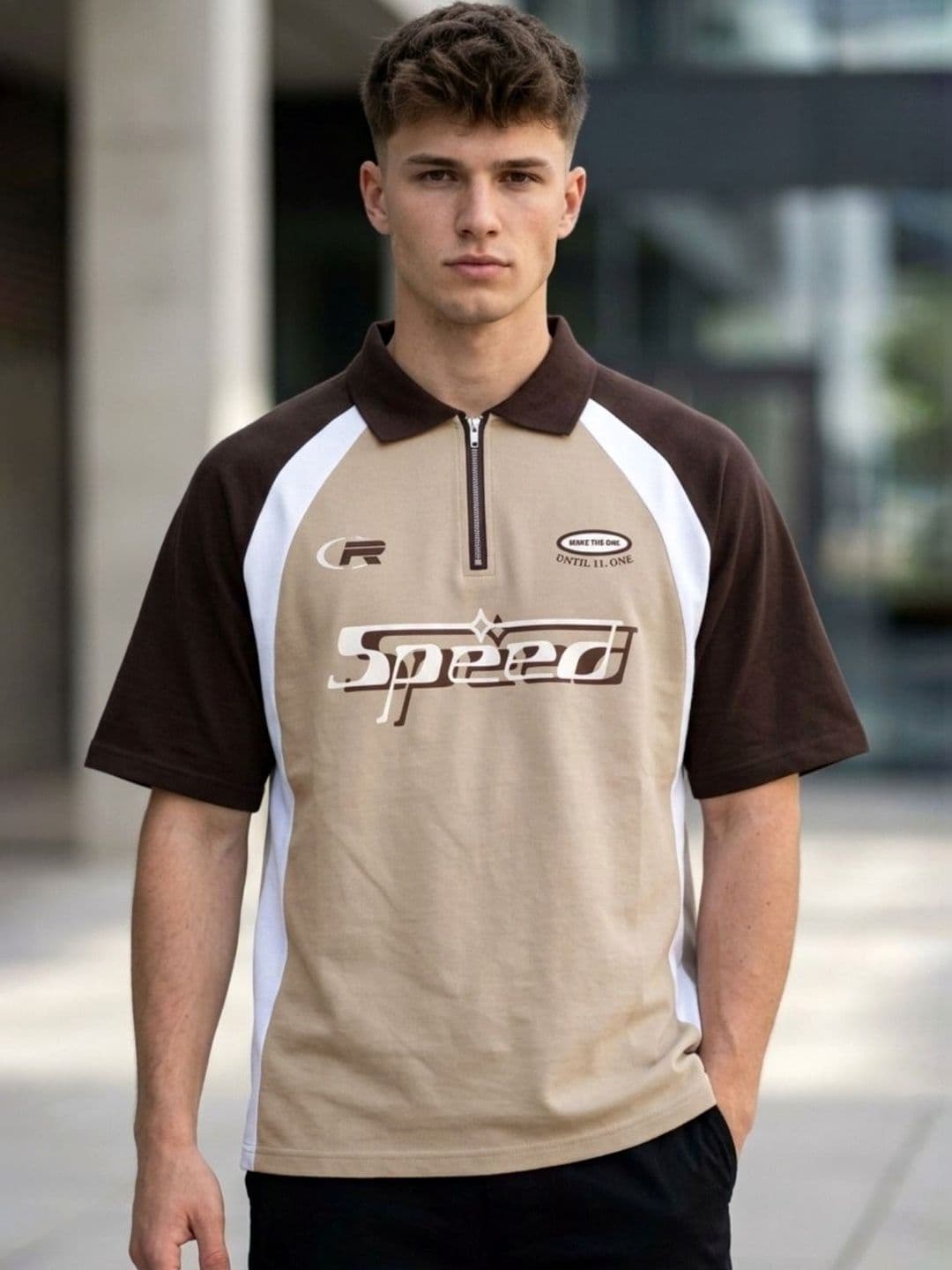JUMPCUTS Men Typography Printed Polo Collar T-shirt - view 1