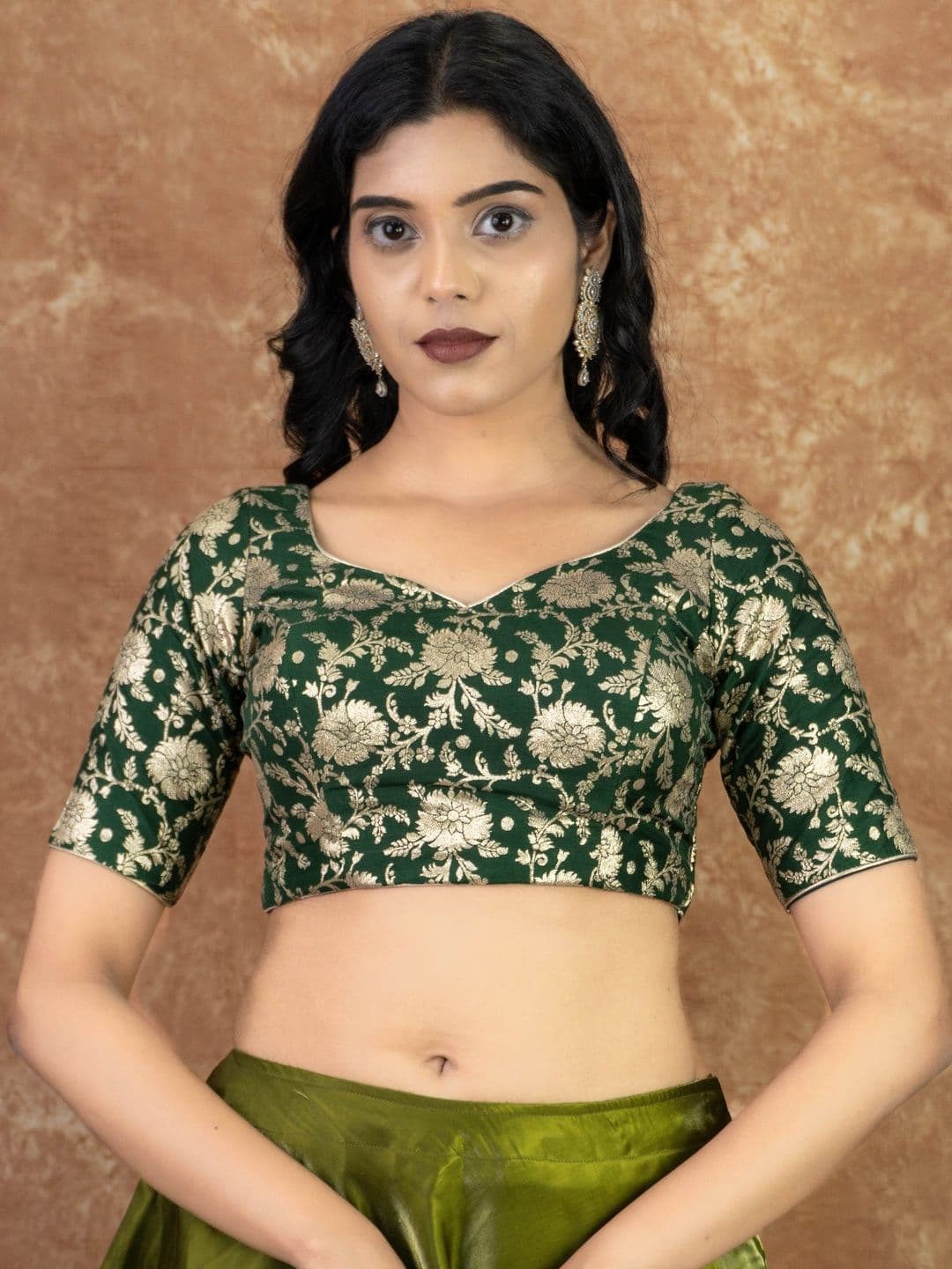 FIGURES DESIGNER Brocade Embroidered Brocade Saree Blouse - view 1