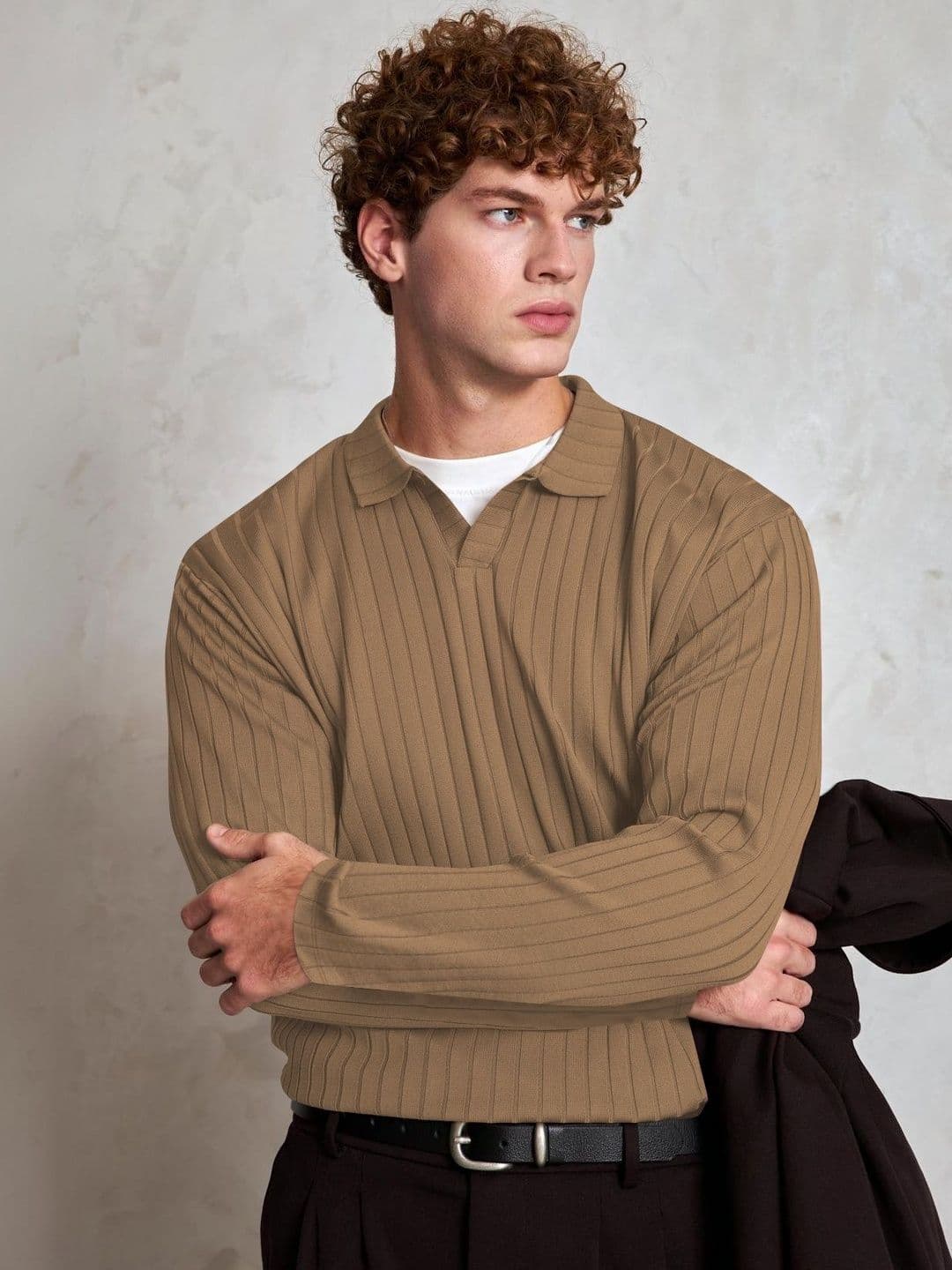HAPPY KHAJANA Men Striped V-Neck T-shirt - view 1