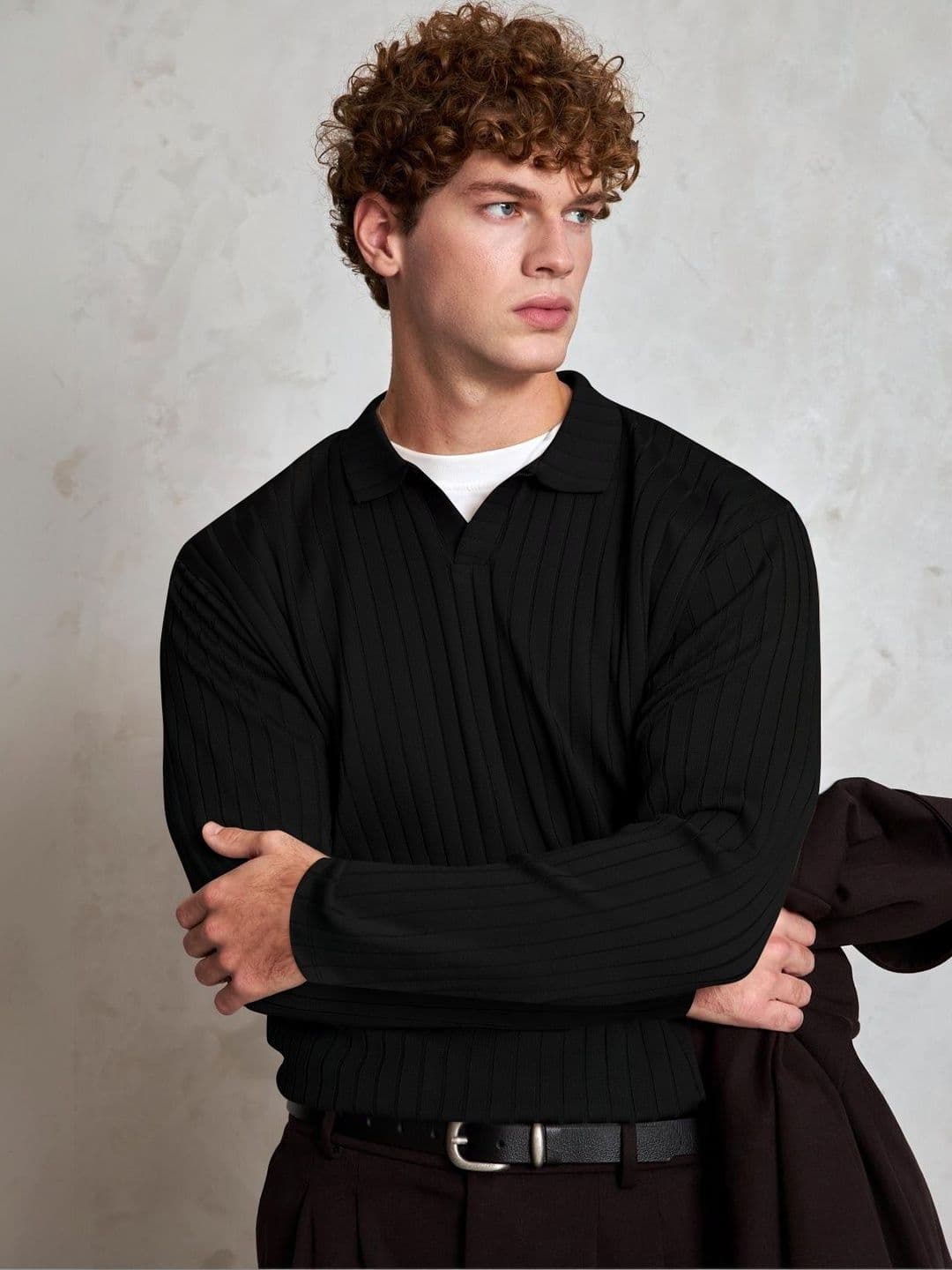 HAPPY KHAJANA Men Striped V-Neck T-shirt - view 1