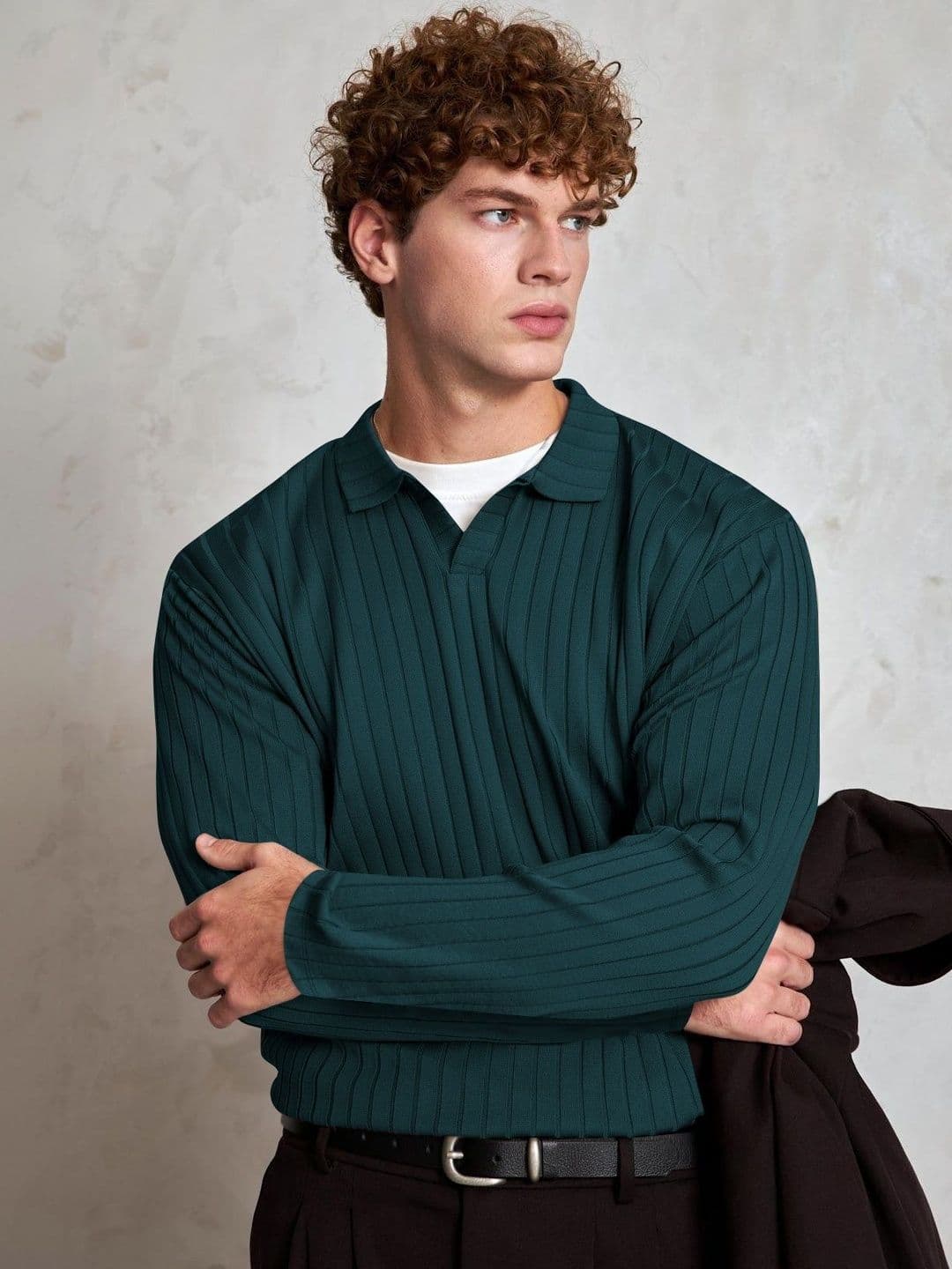 HAPPY KHAJANA Men Striped V-Neck T-shirt - view 1