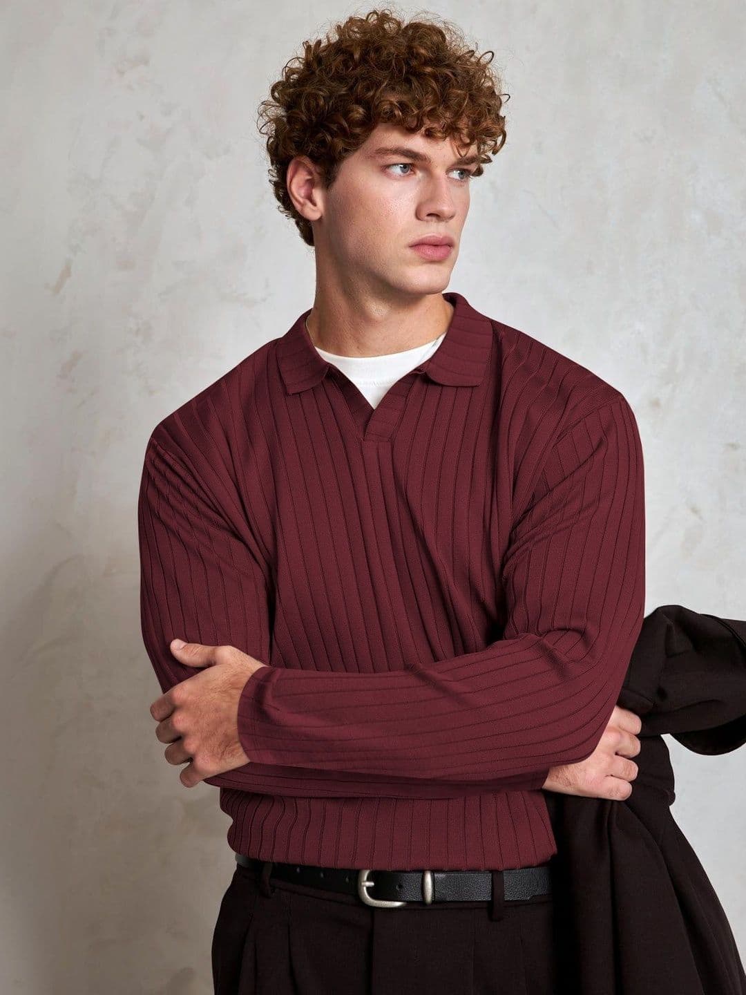 HAPPY KHAJANA Men Striped V-Neck T-shirt - view 1