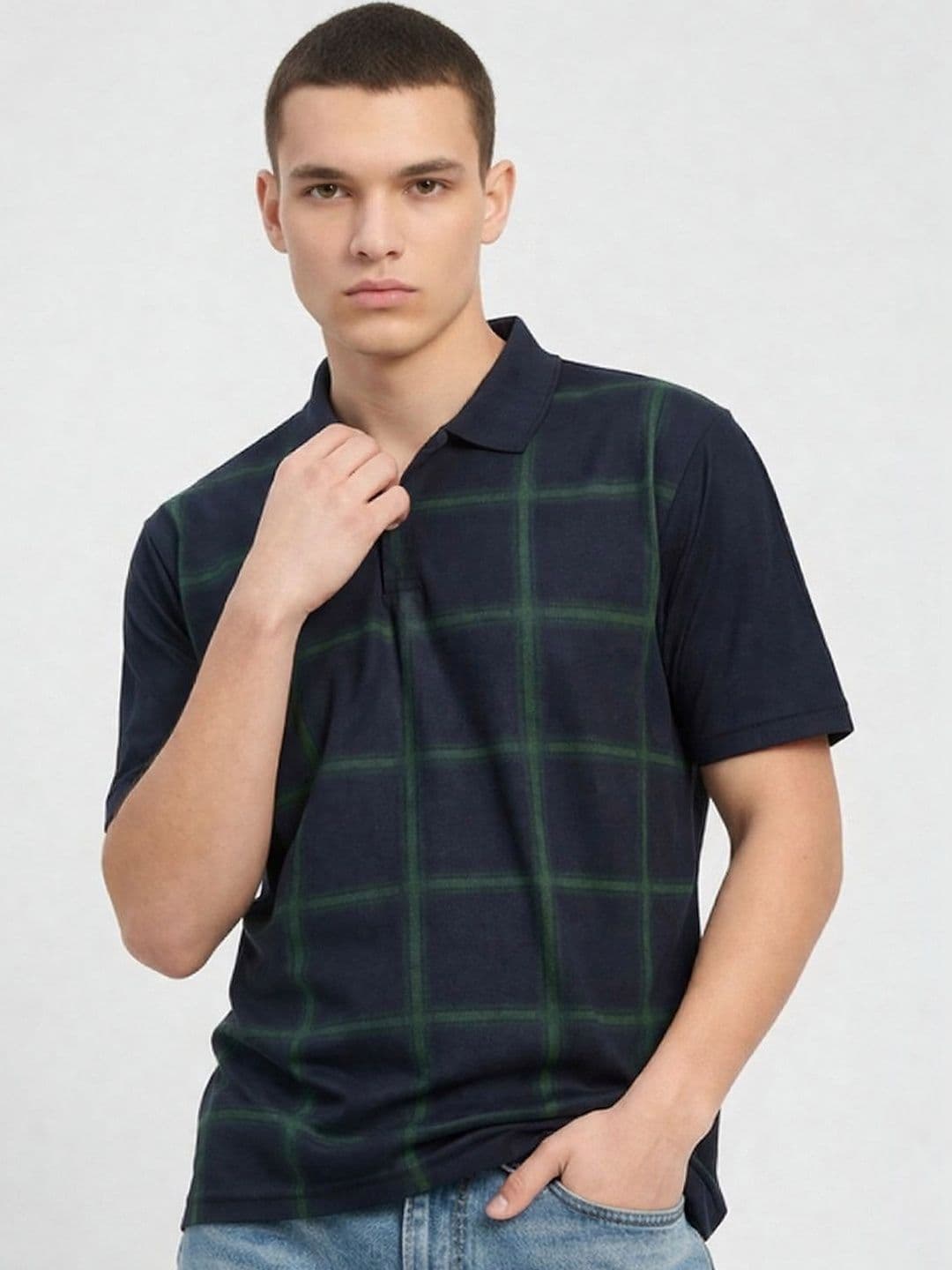 HERE&NOW Men Striped Polo Collar T-shirt - view 1