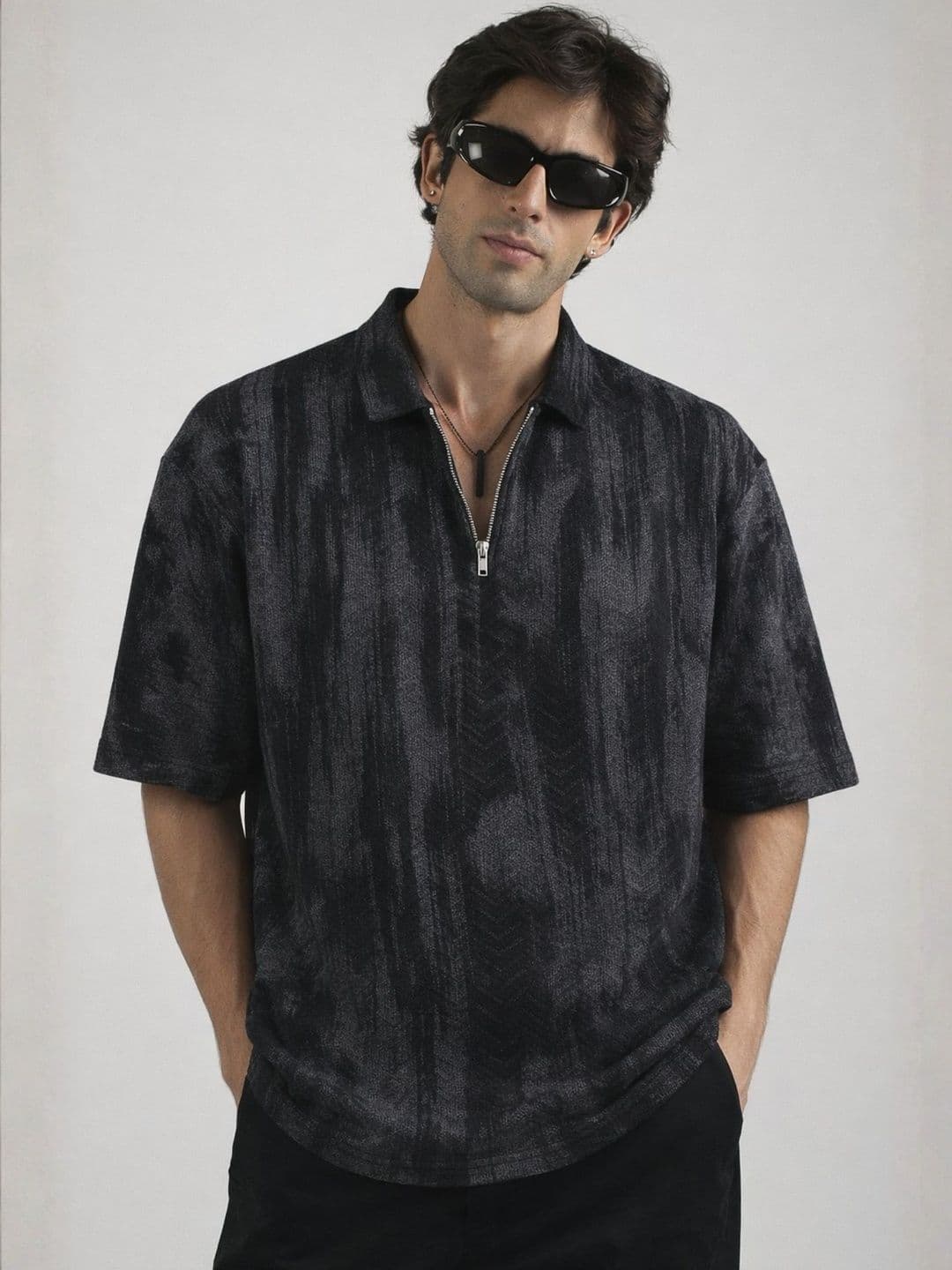 Maniac Men Printed Polo Collar T-shirt - view 1