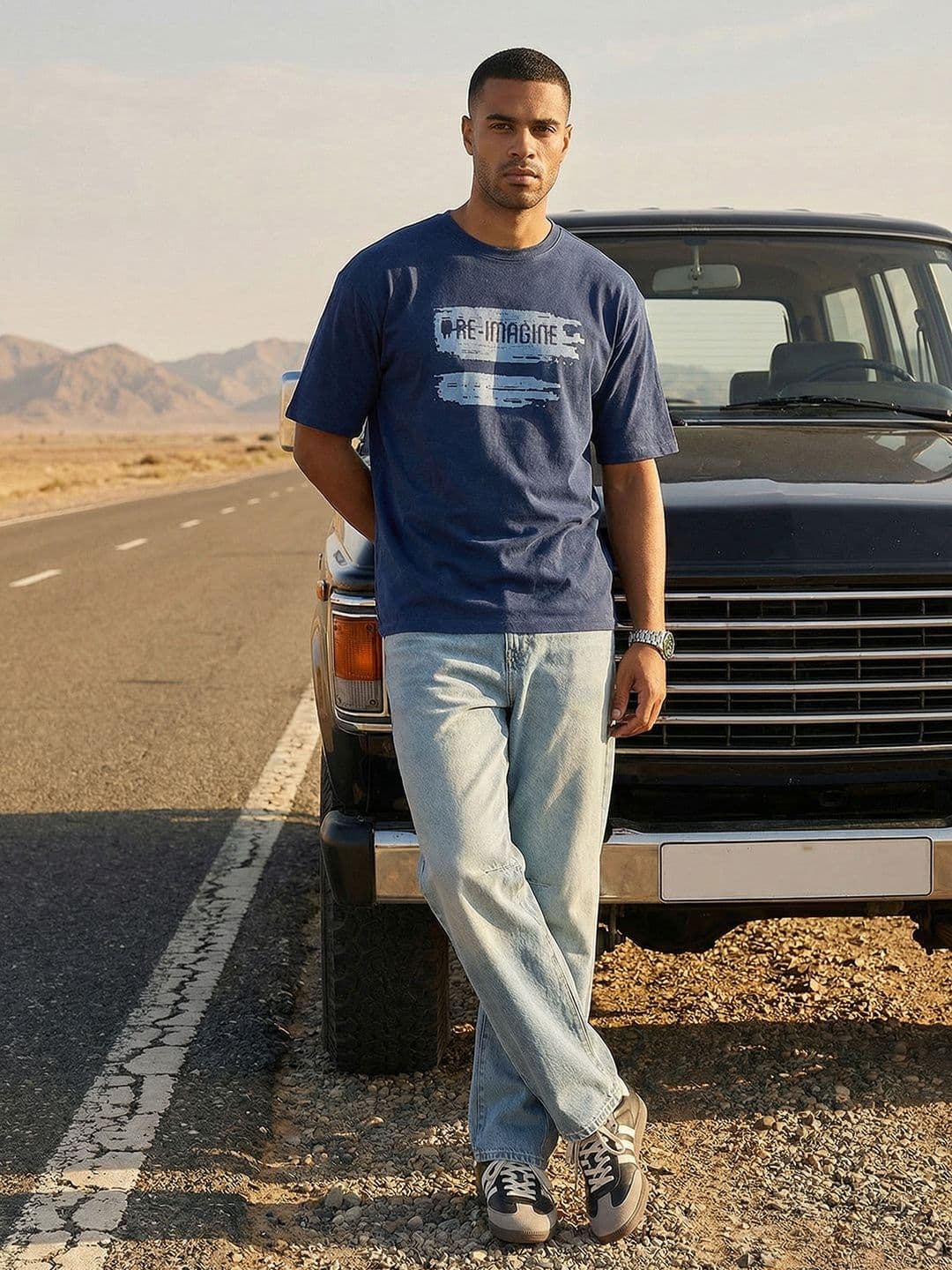 The Roadster Life Co. Typography Printed Relaxed Fit Pure Cotton T-shirt - view 1