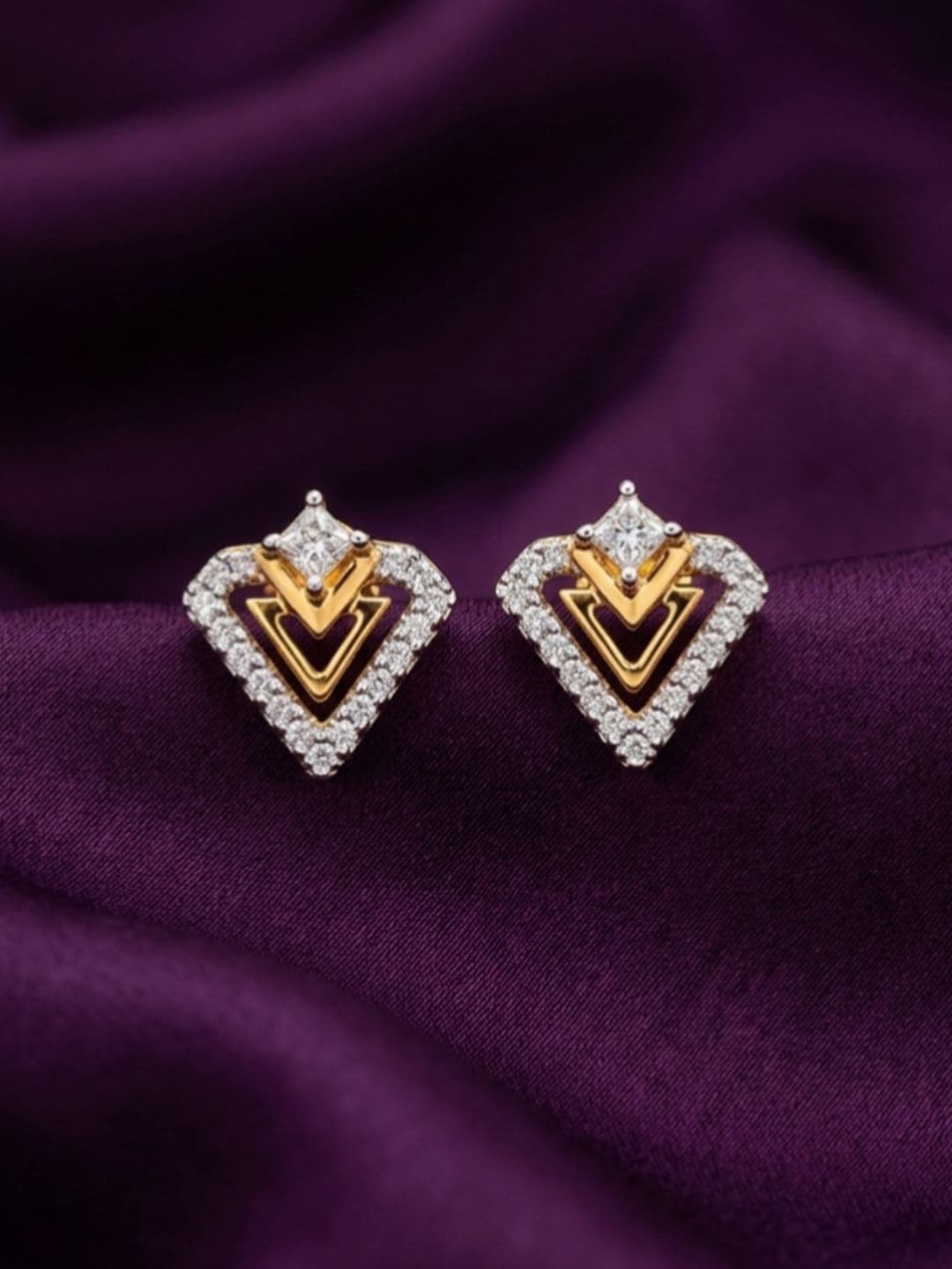 BAYAN JEWELRY 18Kt Gold Plated 925 Sterling Silver 0.22Ct Lab Grown Diamond Earrings - view 1