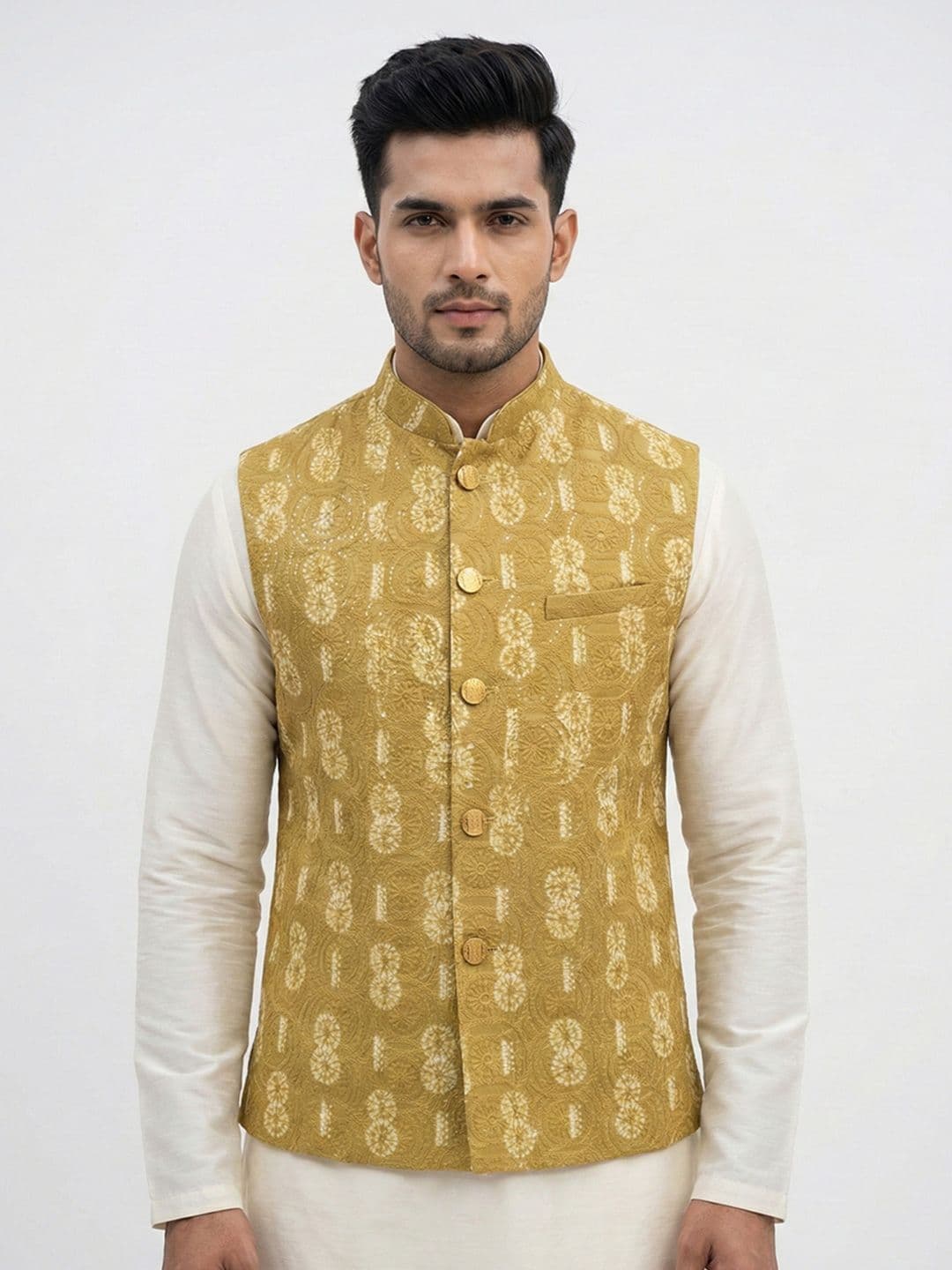A LOYAL Printed Mandarin Collar Nehru Jackets - view 1