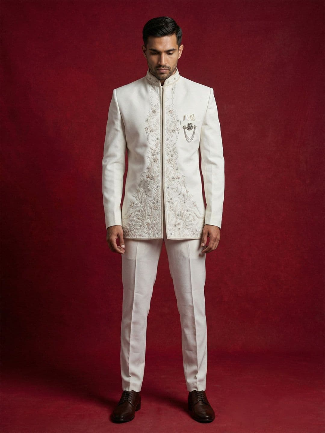 Jompers Embroidered Mandarin Collar Sherwani - view 1