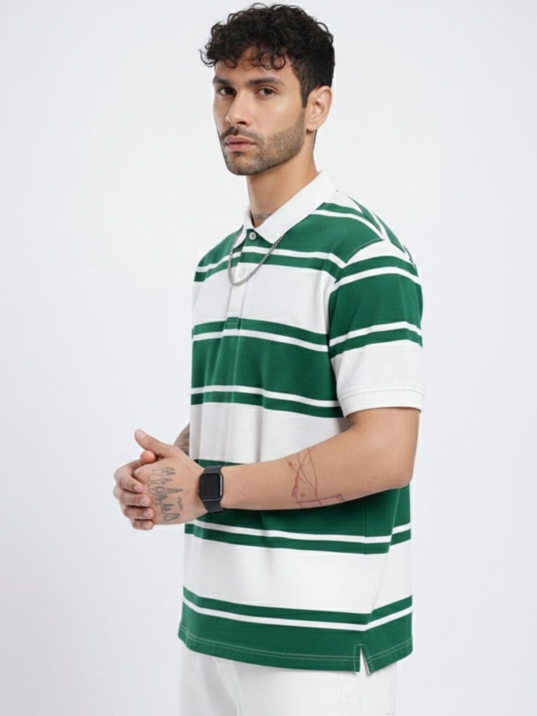 SZN Men Striped Polo Collar T-shirt - view 1