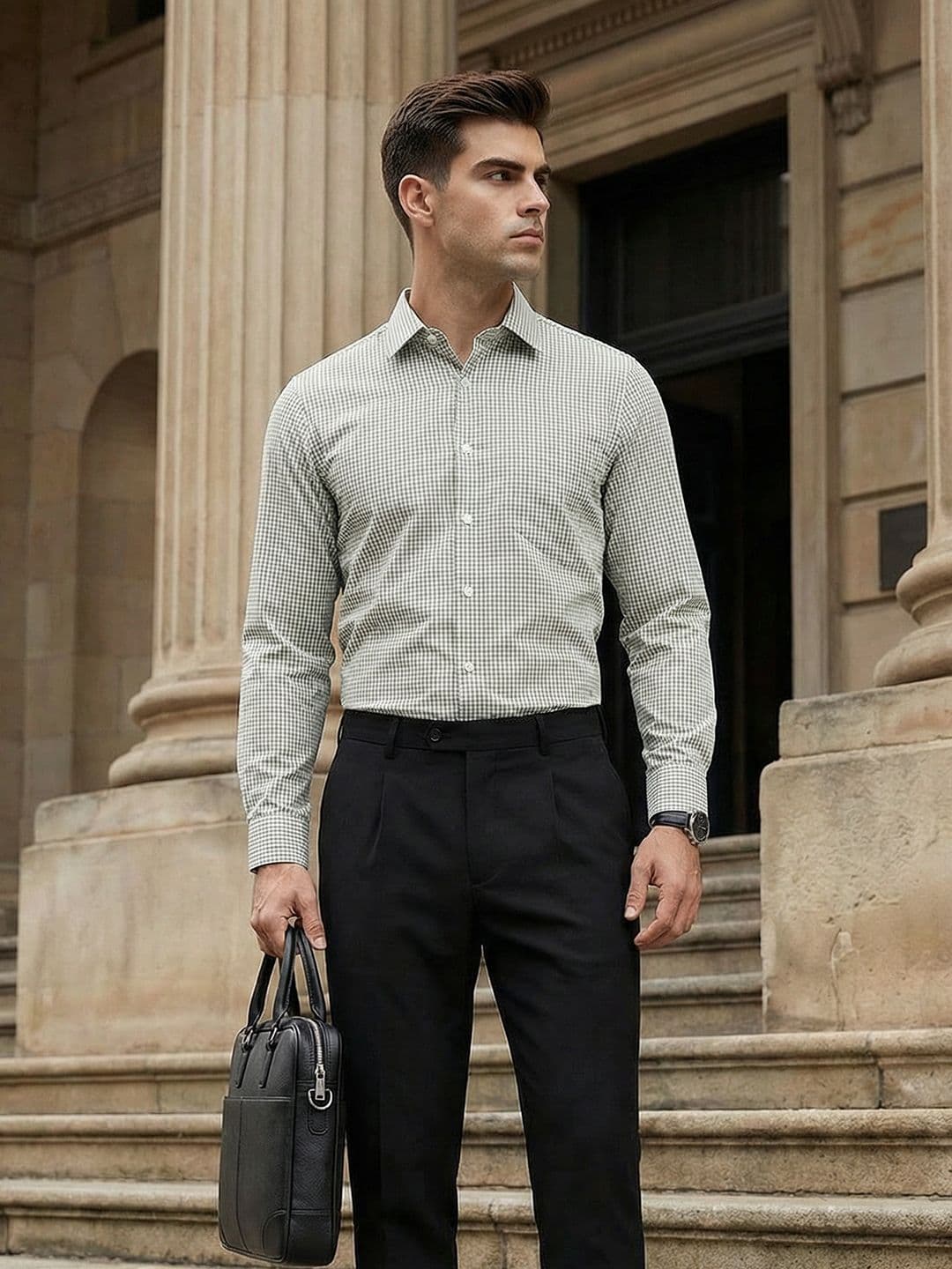 INVICTUS Urban Slim Fit Gingham Checked Formal Shirt - view 1