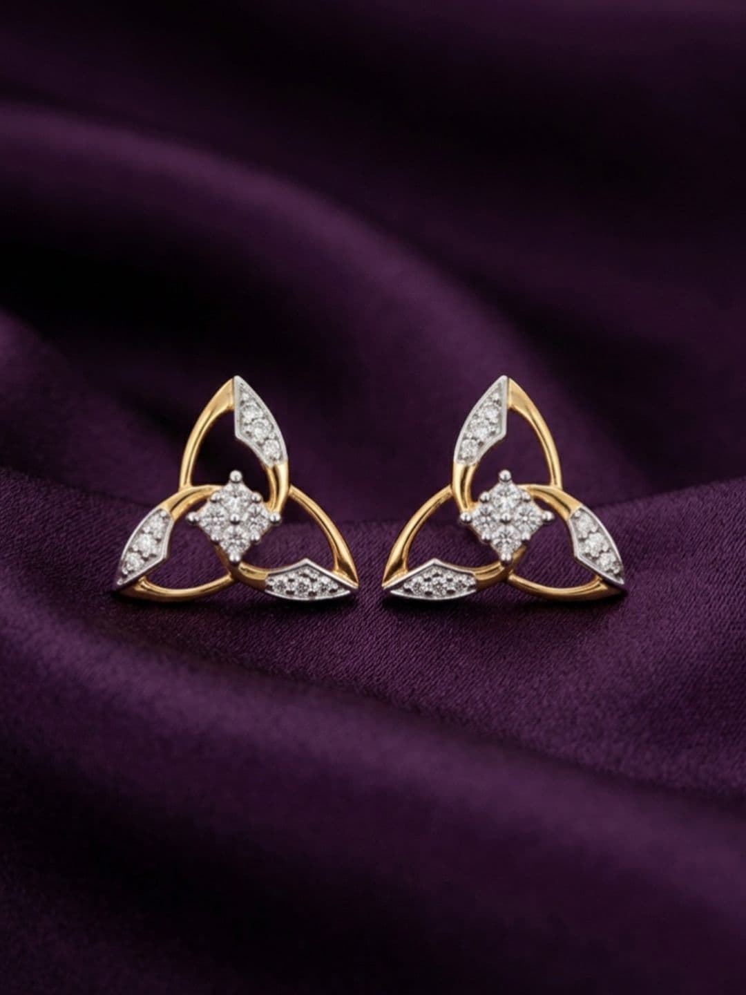 BAYAN JEWELRY 18Kt Gold Plated 925 Sterling Silver 0.31Ct Lab Grown Diamond Earrings-0.27g - view 1