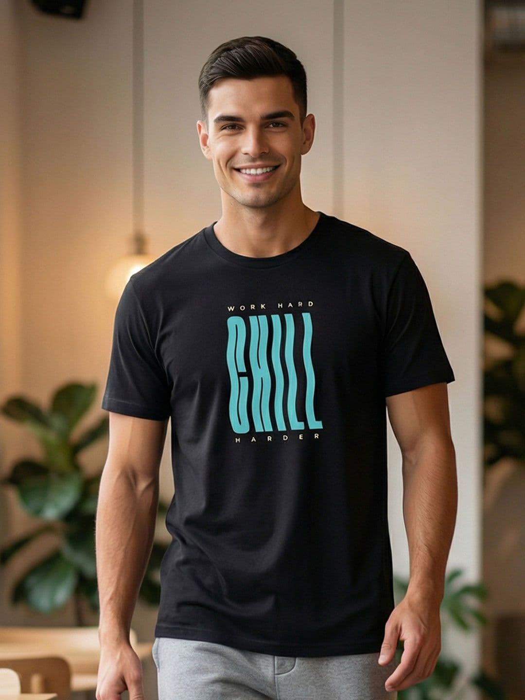 NOBERO Men Typography Printed Round Neck Cotton T-shirt - view 1