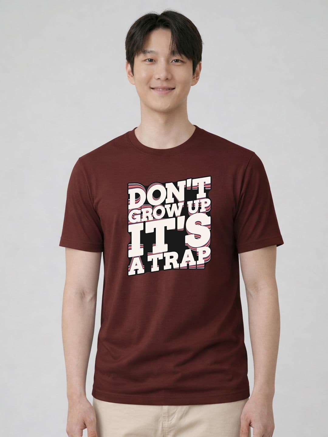 HERE&NOW Men Maroon Graphic Printed Round Neck Casual Cotton Tshirts - view 1
