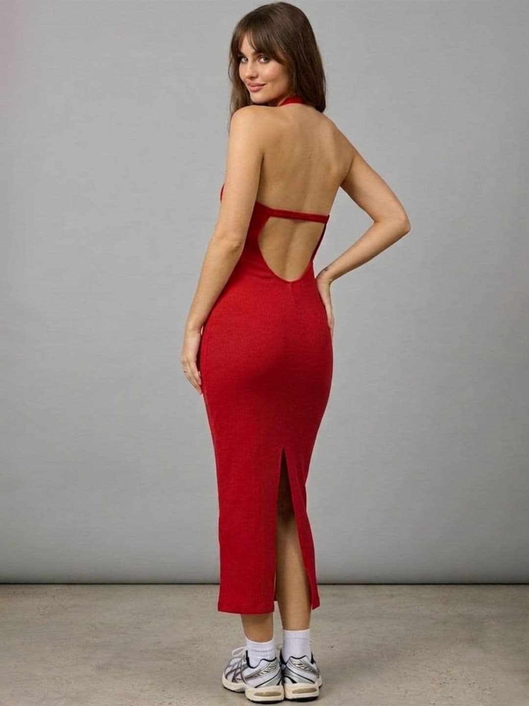 ZYNG Halter Neck Bodycon Midi Dress - view 1