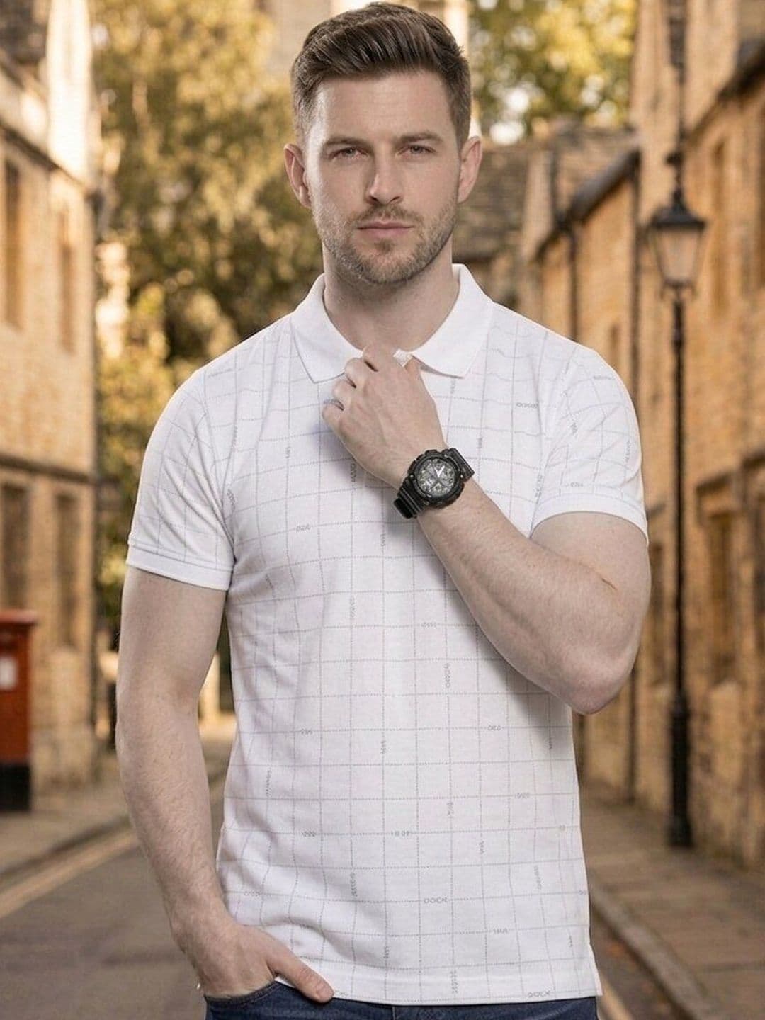 PYRO SPIRIT Men Checked Polo Collar T-shirt - view 1