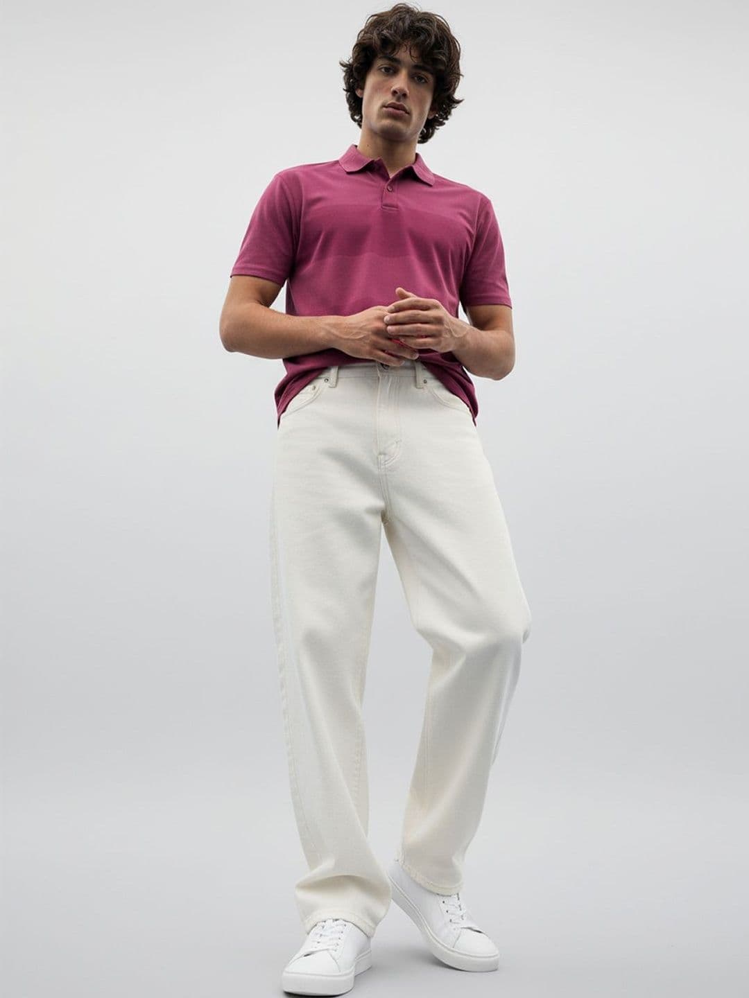 HERE&NOW Men Colourblocked Polo Collar T-shirt - view 1