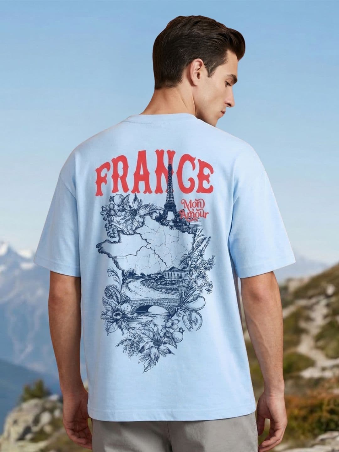 NOBERO Men Printed Drop-Shoulder Sleeves T-shirt - view 1